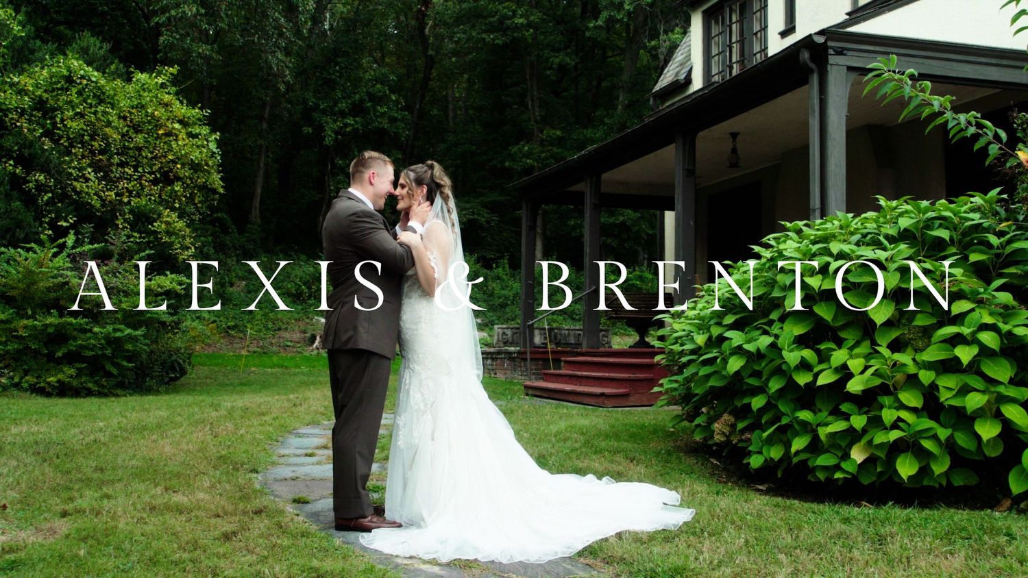 A wedding ceremony montage showing outdoor garden venue settings with elegant floral arrangements and decorative elements.