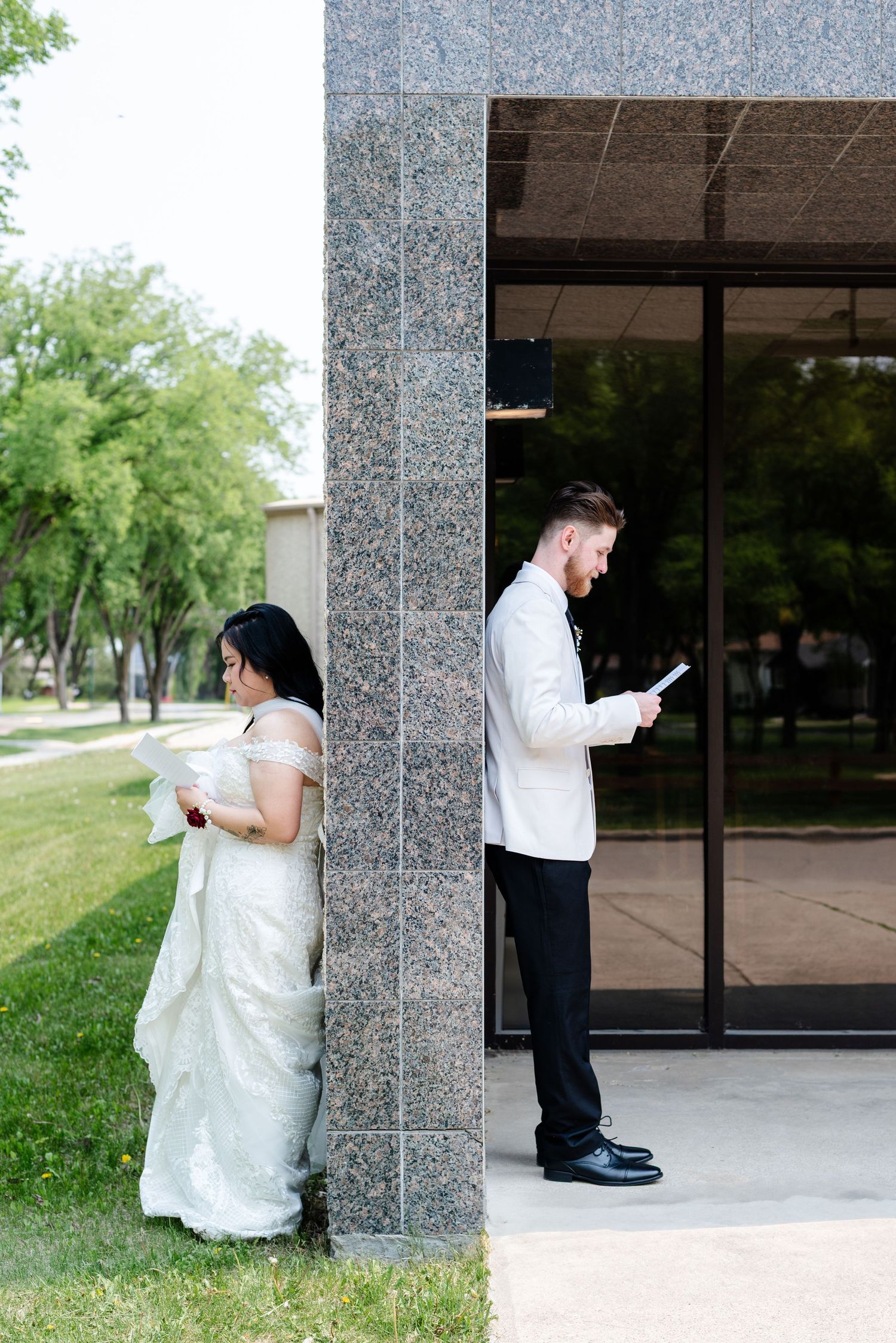 couple read their private vows