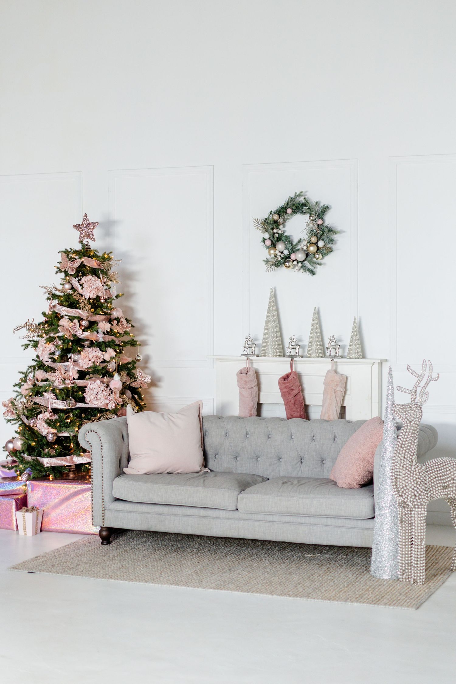 photo of pink xmas set up