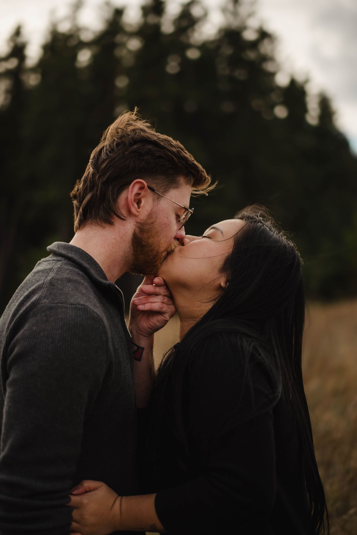 man and woman kiss