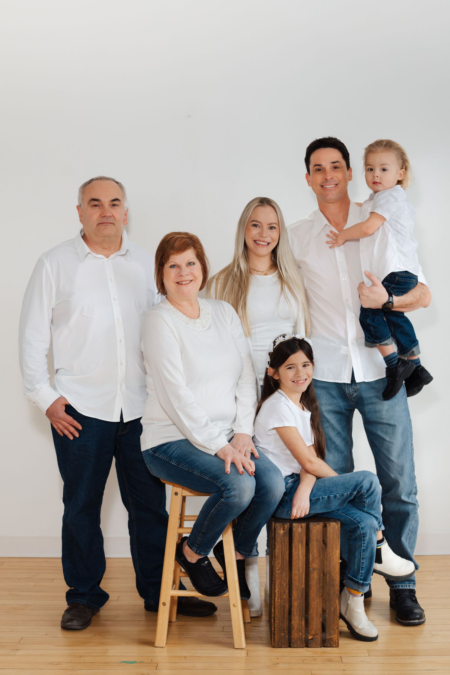 family pose in studio