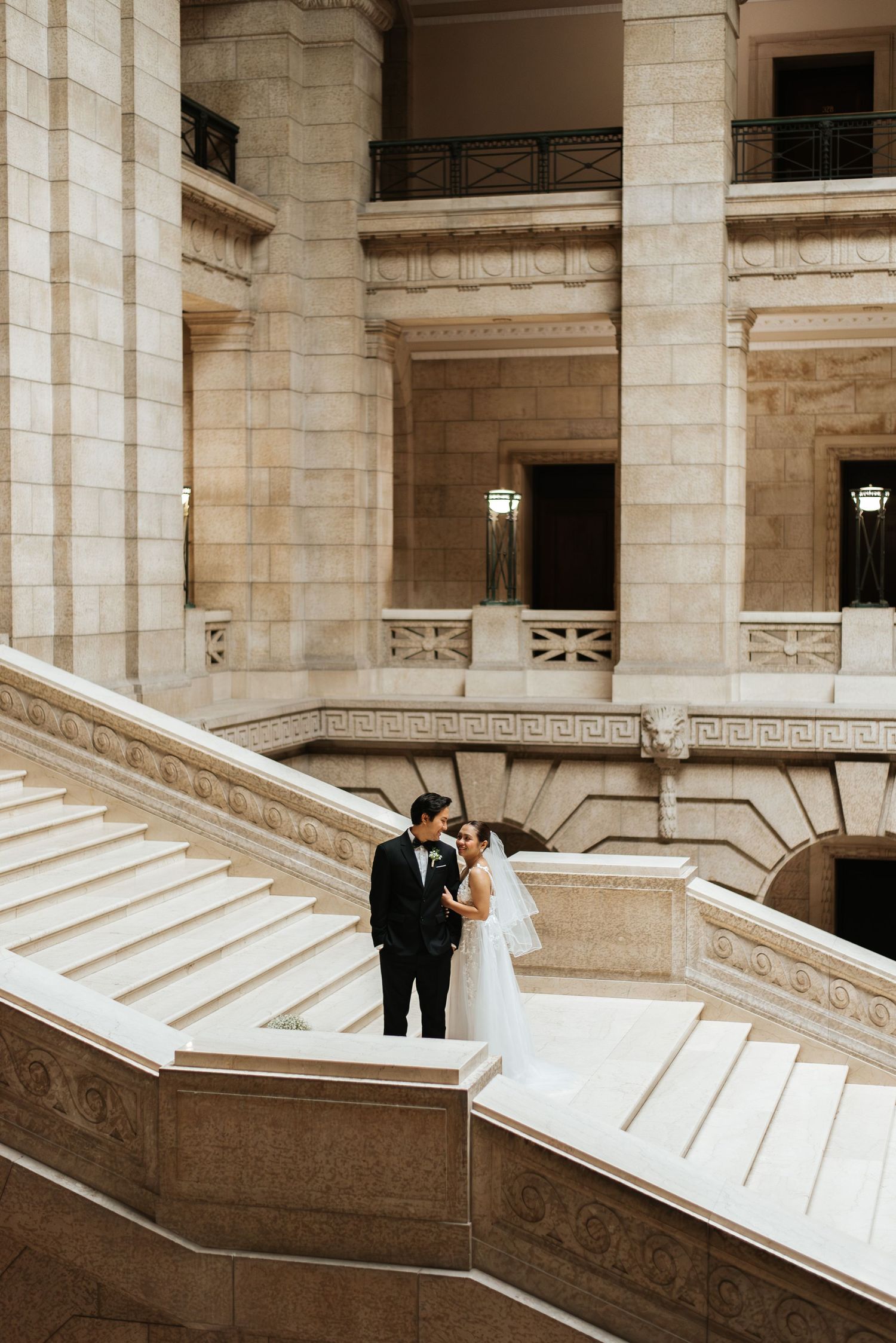 bride and groom kiss