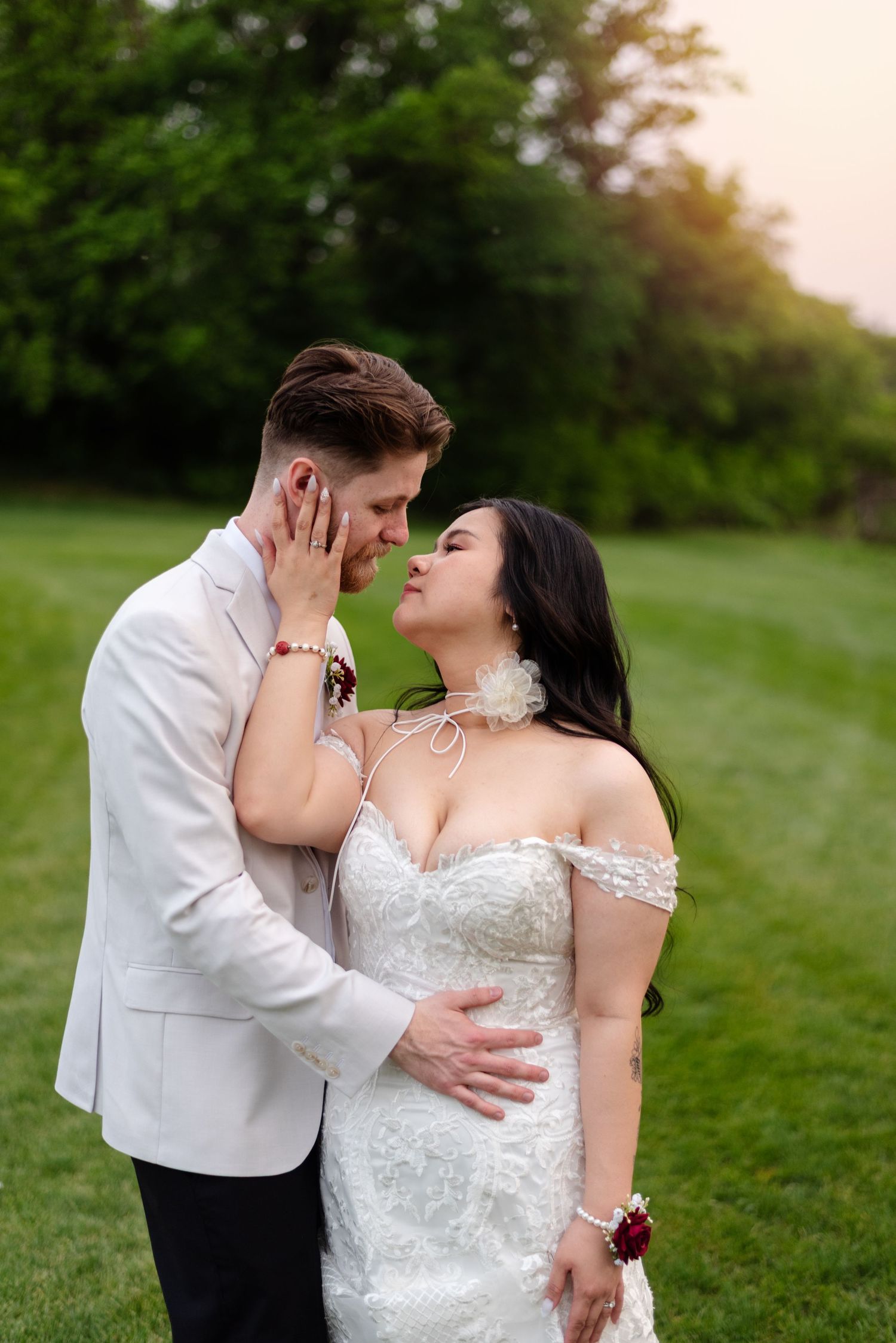 A couple looks at each other on their wedding day