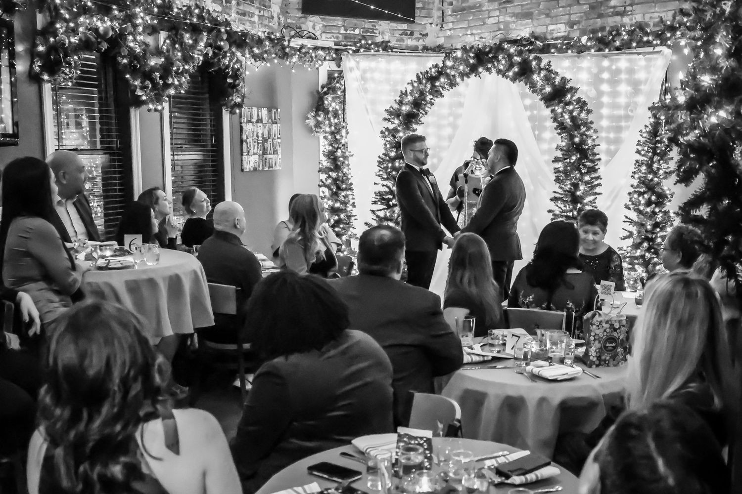 Wedding ceremony at Shaw's Tavern.