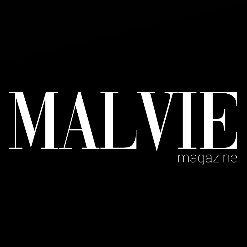 Black and white logo of MALVIE Magazine featuring bold uppercase letters on a black background.