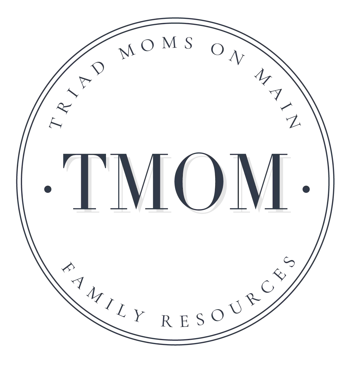 Collection of minimalist circular logo designs for mom and family resources in grayscale.