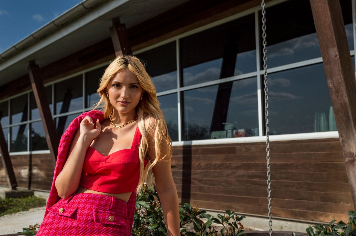 Fashion portrait shoot with female model and former Miss Teen Texas Bella Harvey in College Station, Texas