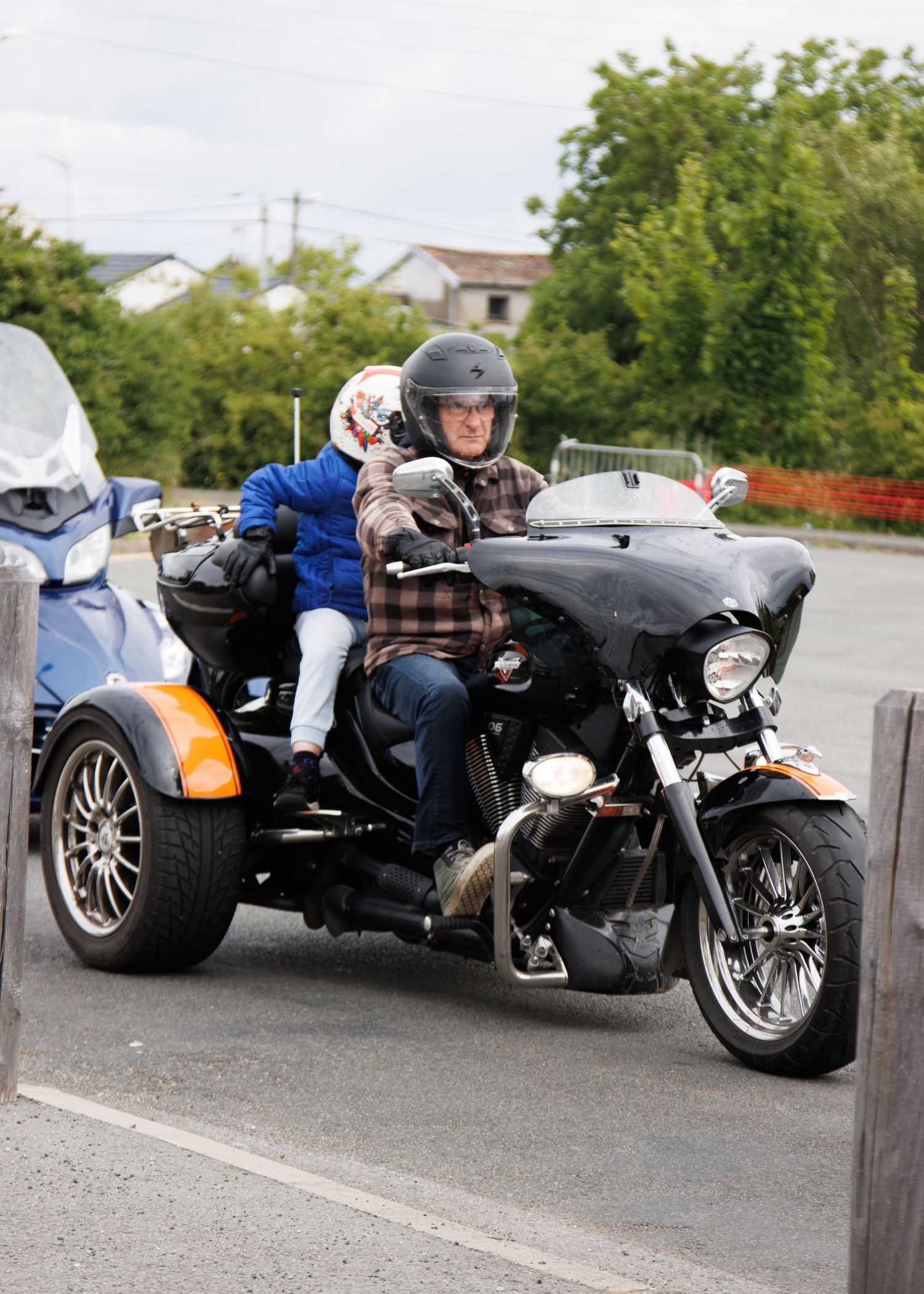 Mixed group of motorcycles including cruisers and sport bikes parked in formation.