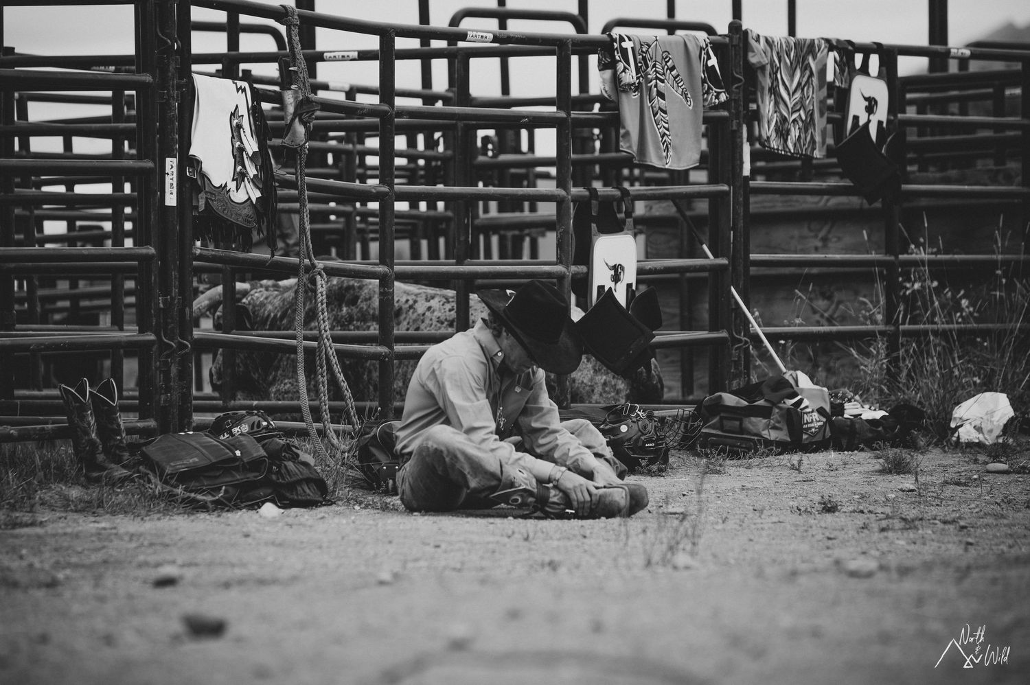 Rodeo Photographer captures Rodeo Alaska in Palmer, Image by North and Wild Bull Rider behind the chutes