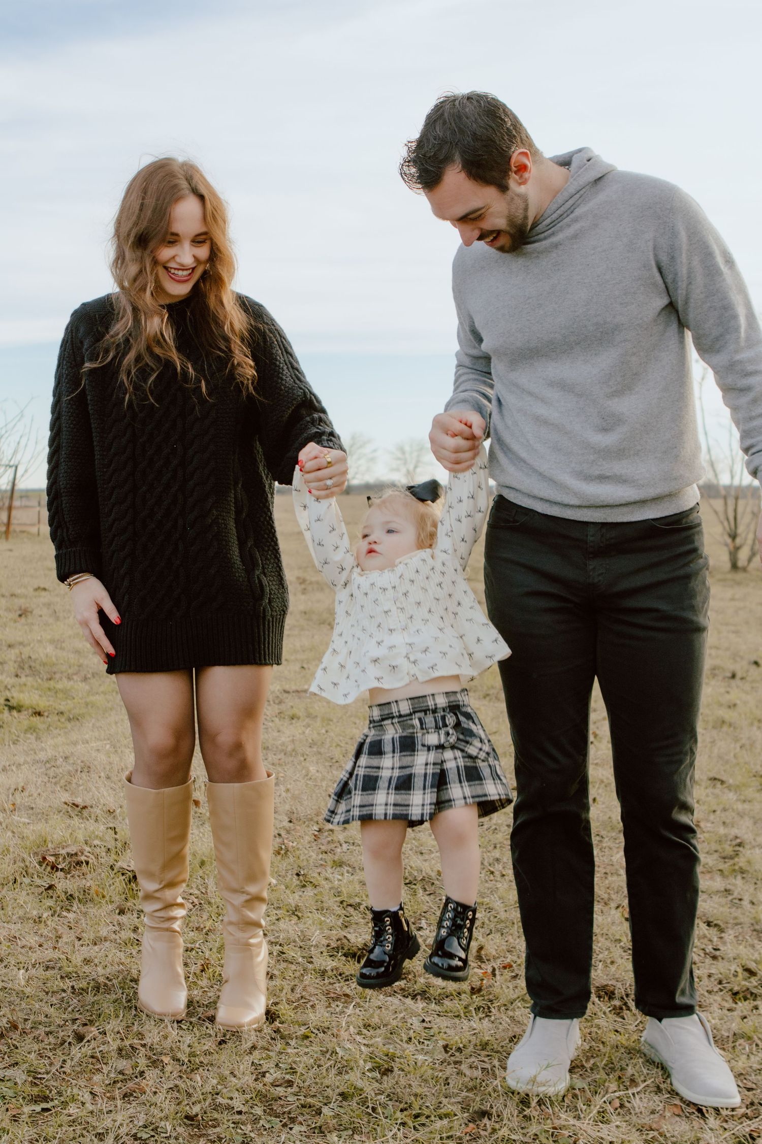 Family of three during outdoor photo session.
