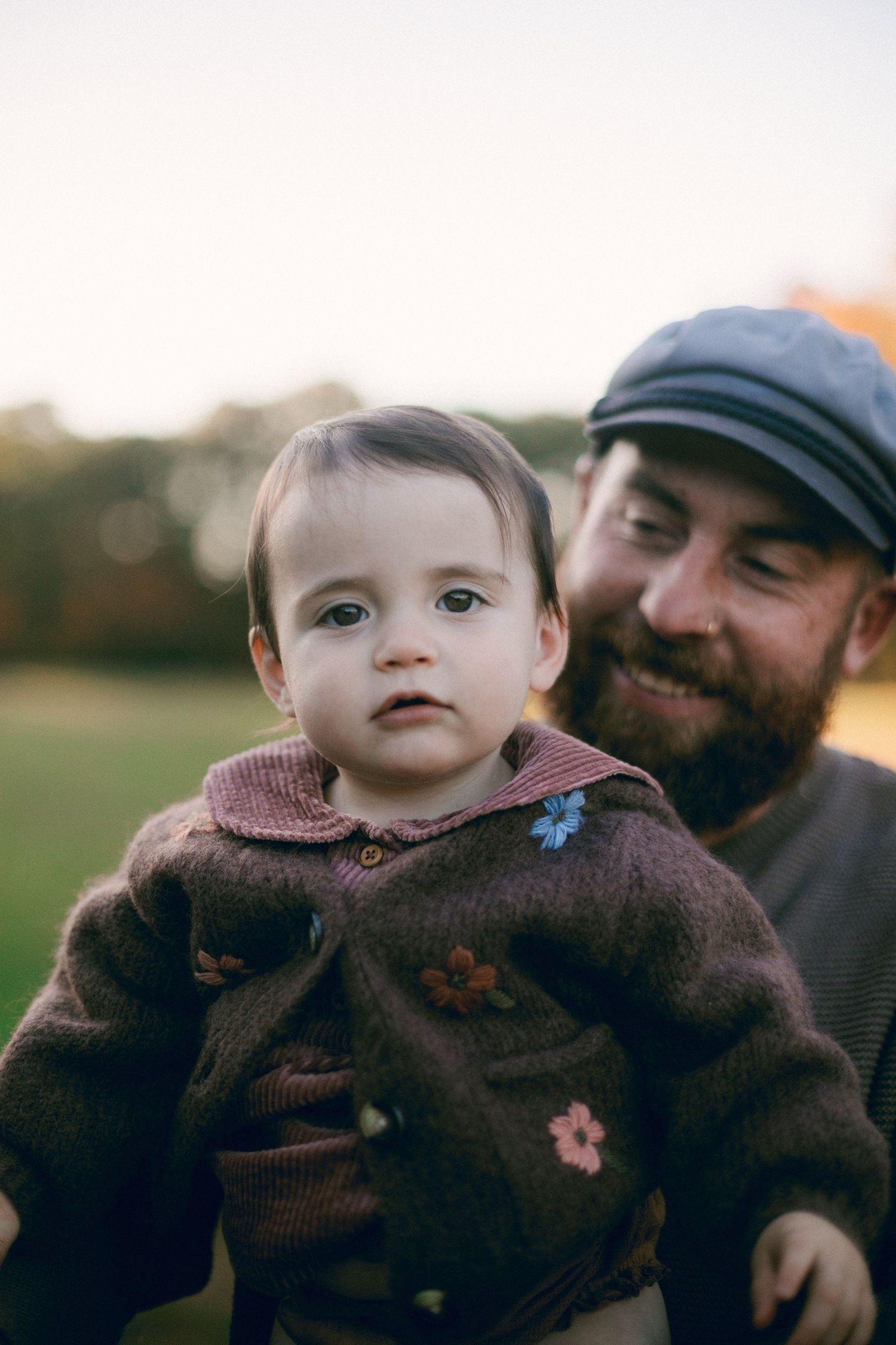 A sweet moment shared between two people on a crisp fall evening.