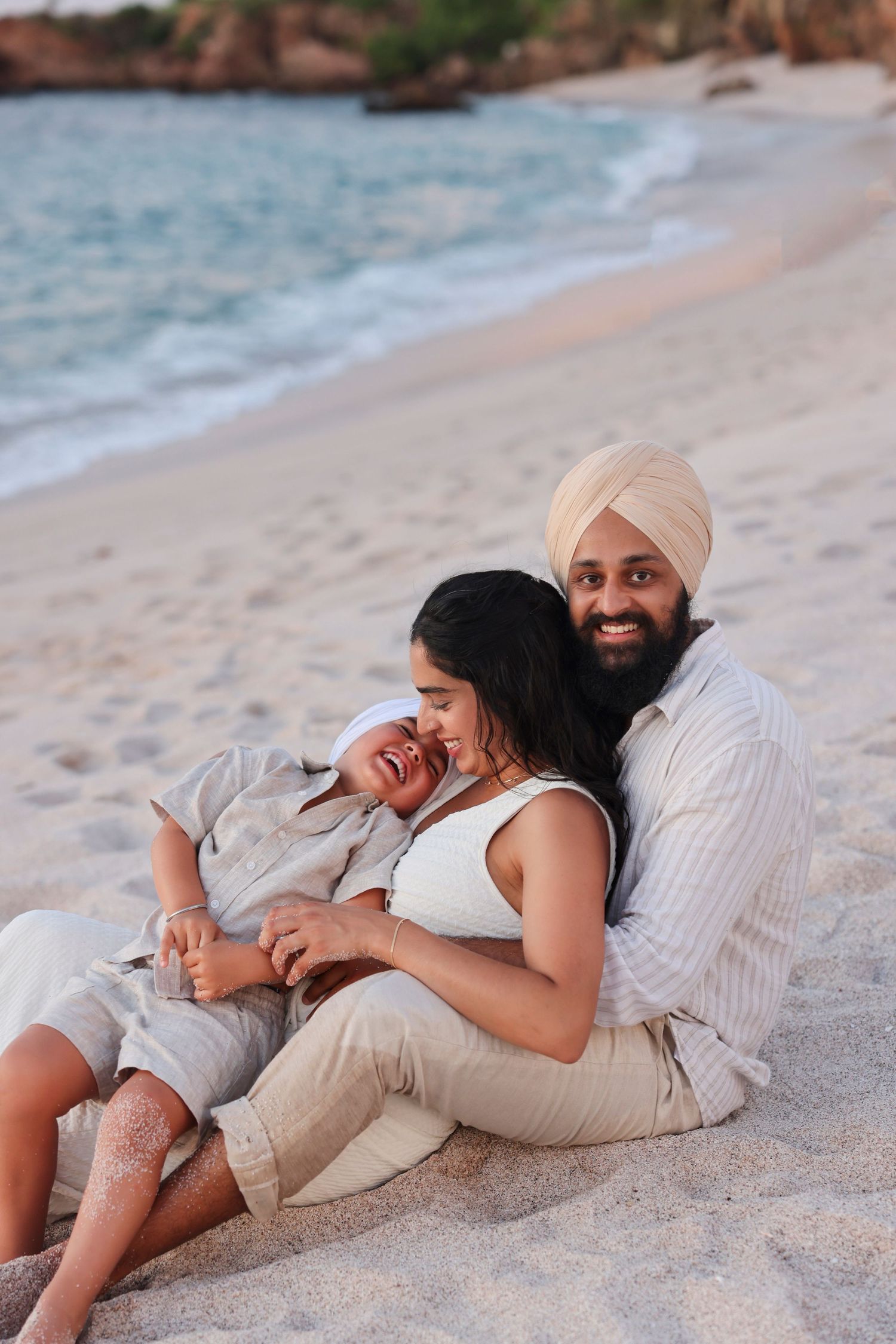 Family and maternity photography at Four Seasons Punta Mita, Mexico, capturing beach portraits at sunset.