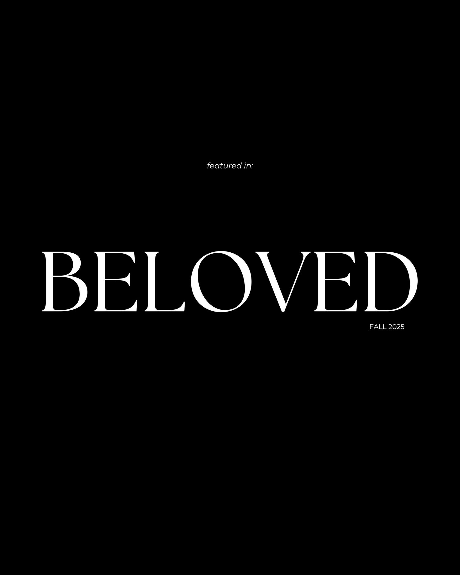 The word 'BELOVED' displayed in elegant black serif typography on a white background.
