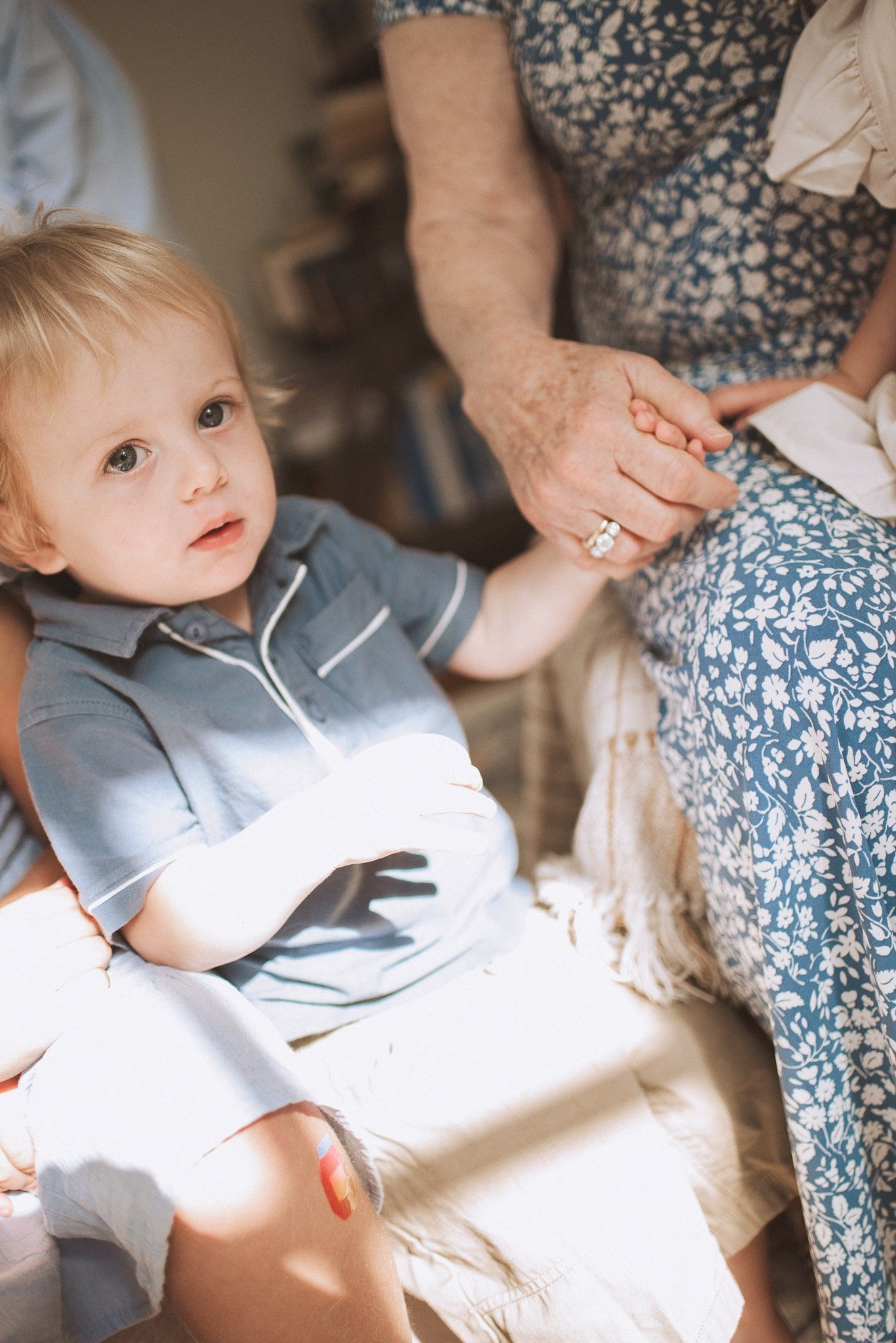 A sequence of medical examination images showing a stethoscope being used on a young patient wearing a gray shirt.