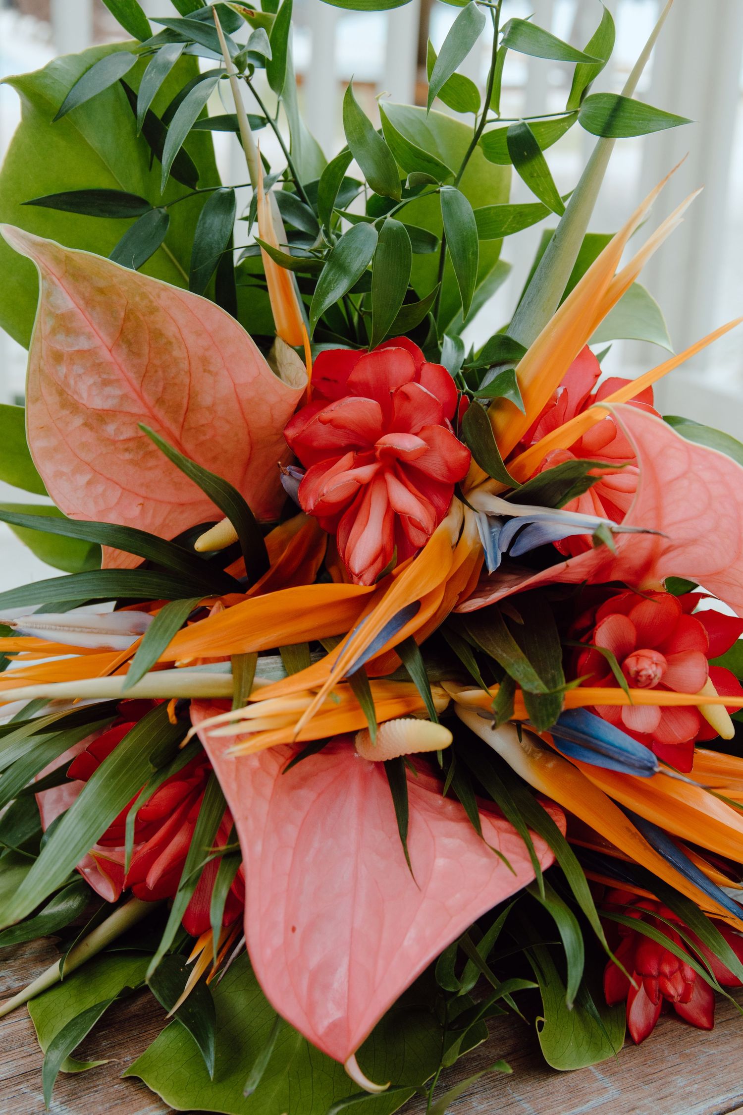 Oahu wedding photographer,  documentary style wedding photographer , Hawaiian flower wedding bouquet. tropical flower wedding bouquet