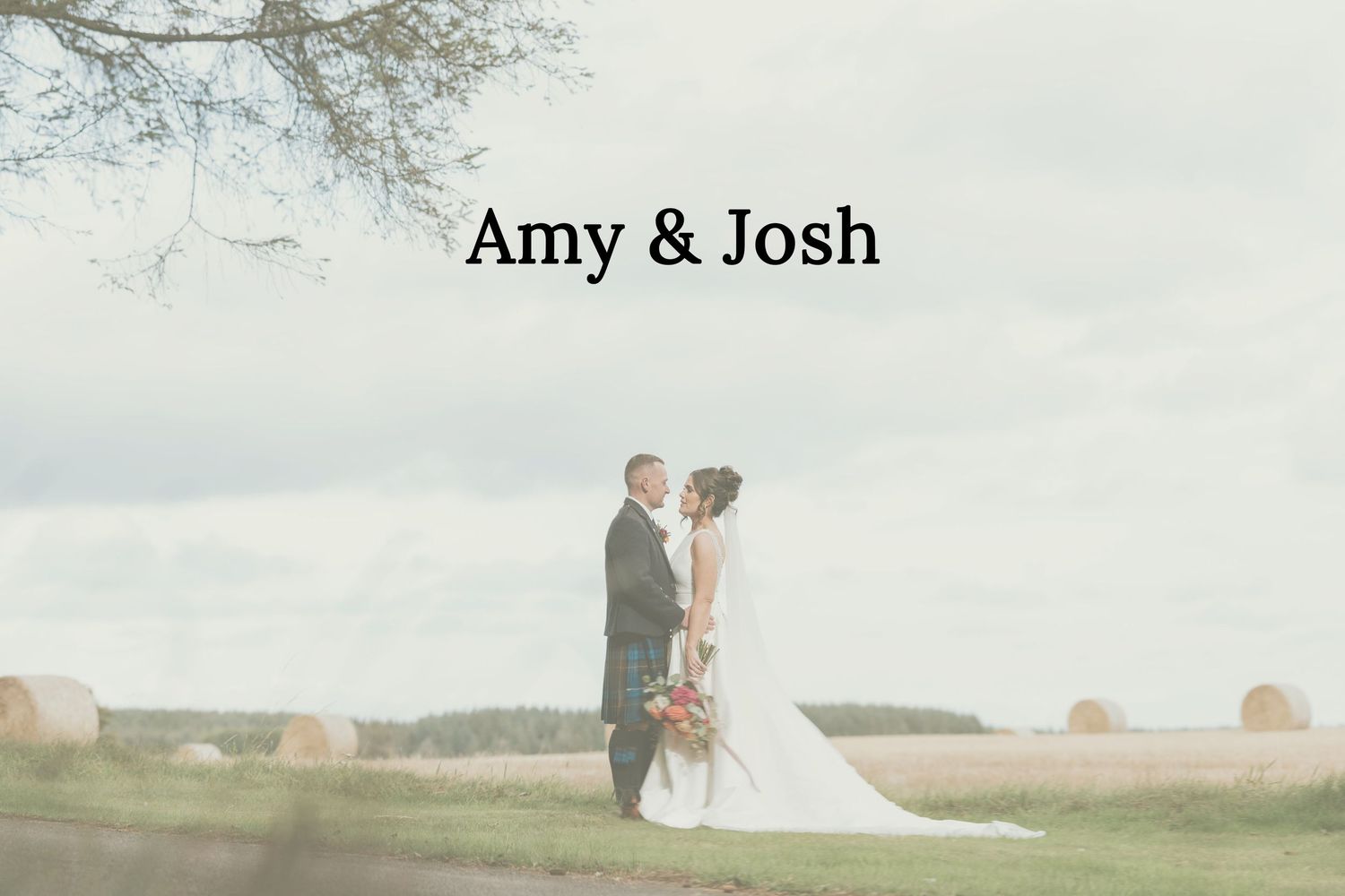 Wedding couple posing in front of a grand estate building with classic architecture. Elsick House Wedding Photography.