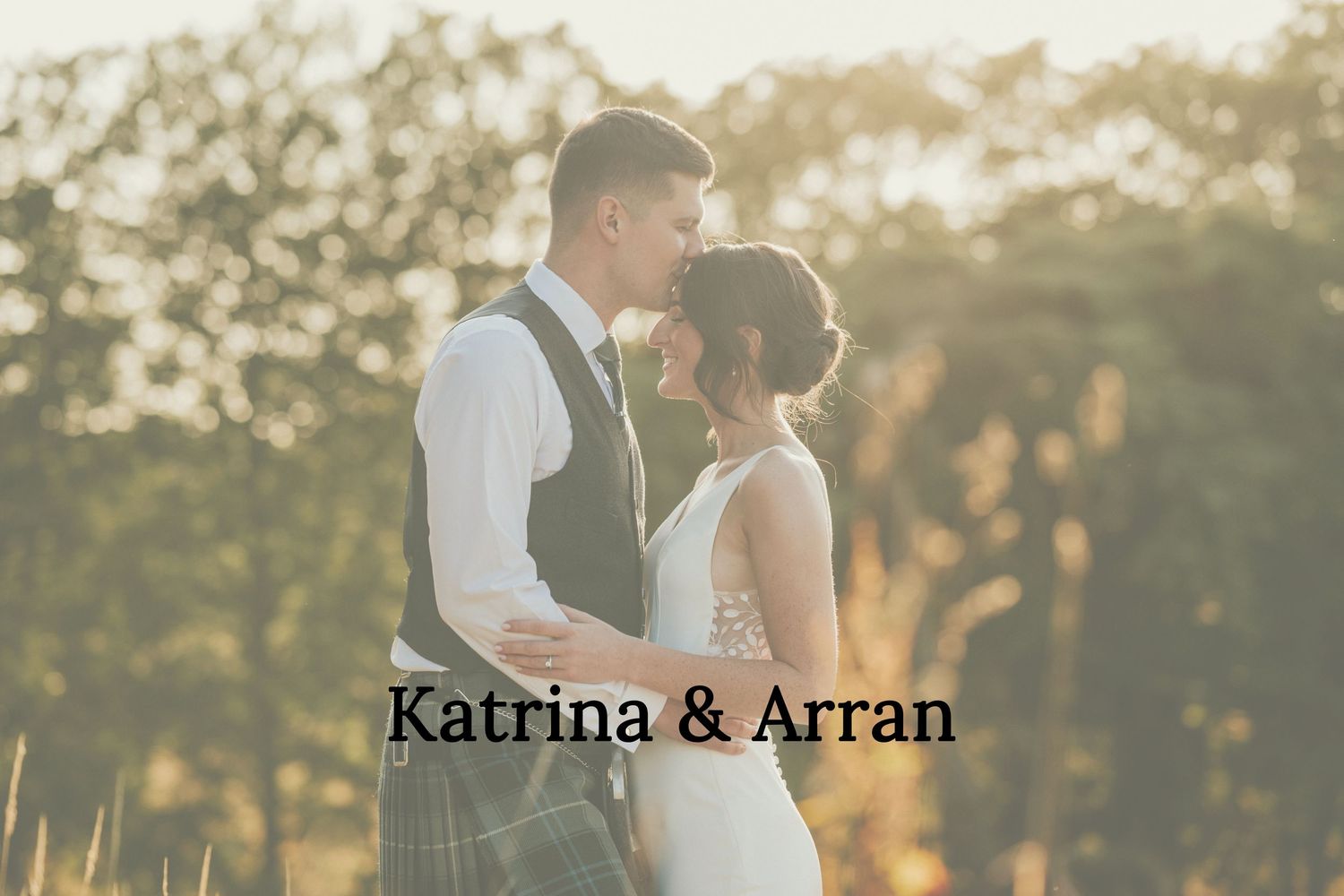Couple sharing an intimate moment during golden hour sunset at their wedding. House of Elrick Wedding Photography.