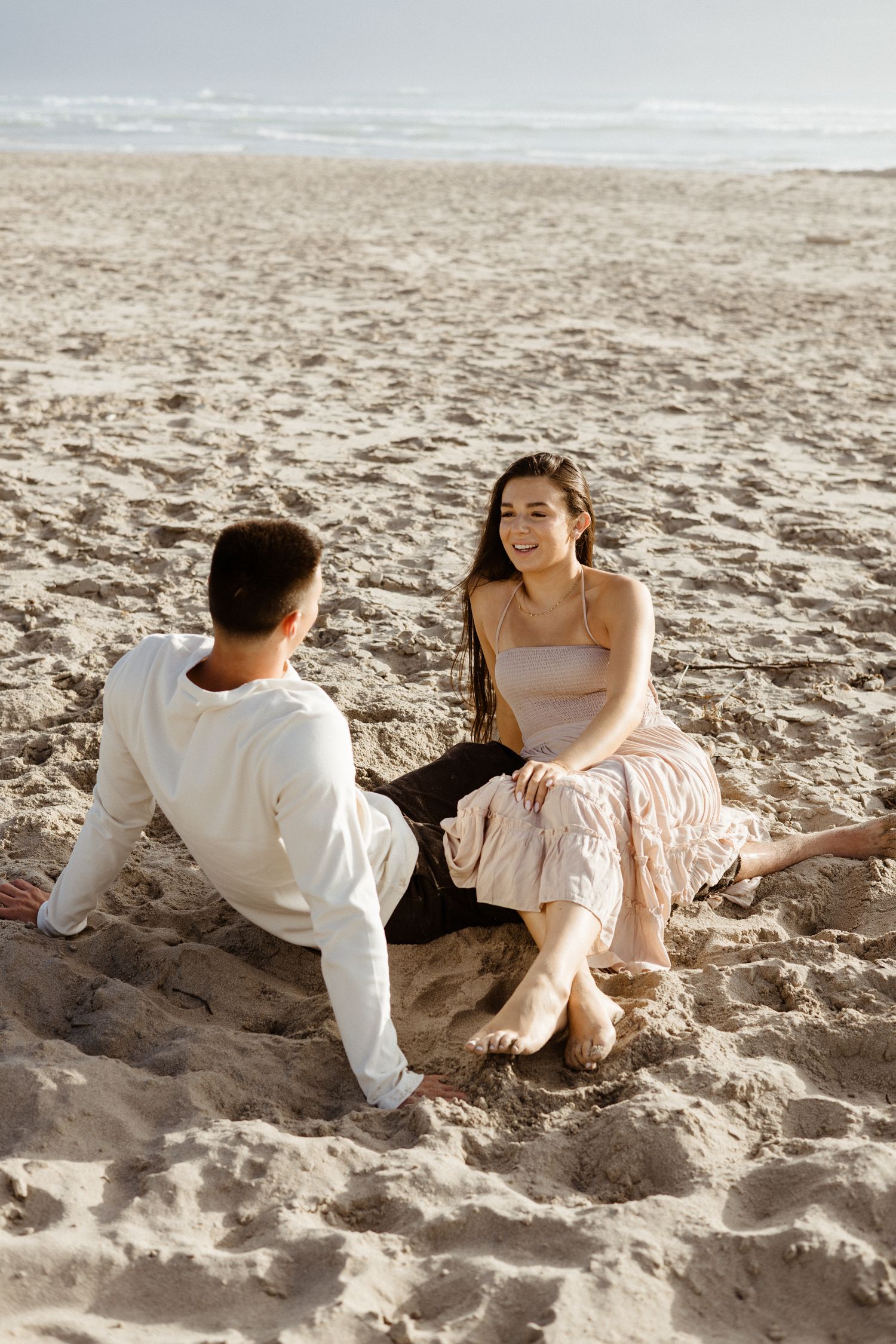 Candid golden hour couples session oregon coast beach PNW