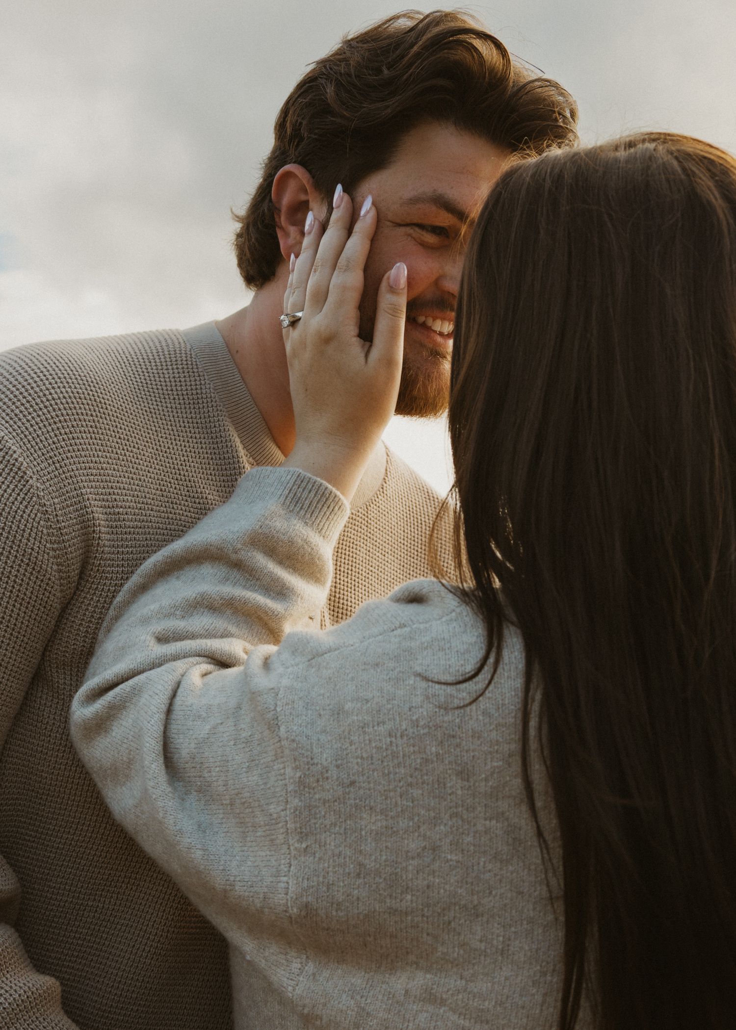 cinematic ring detail Portland engagement photography PNW