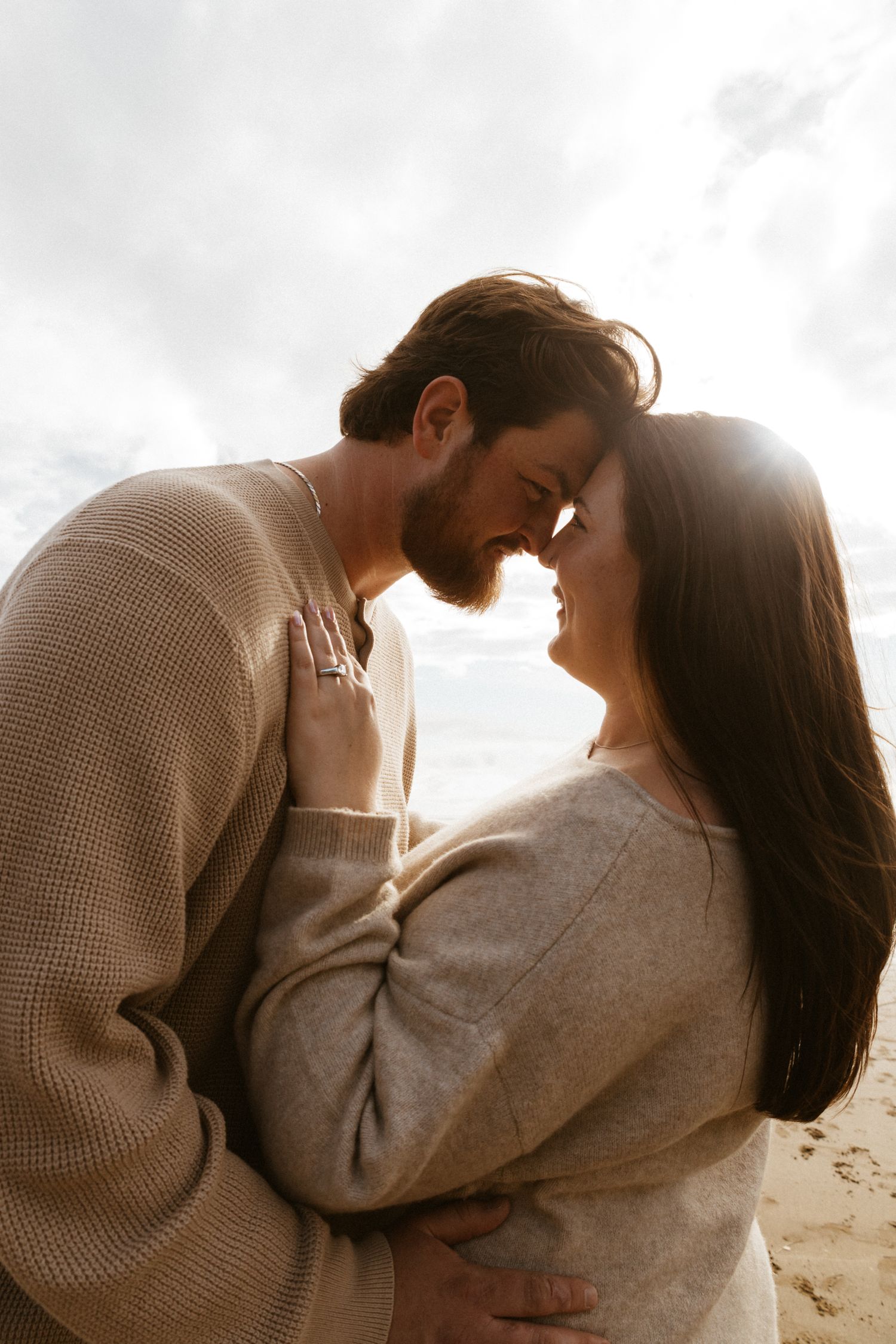 coastal engagement session Oregon cinematic candid couples photography