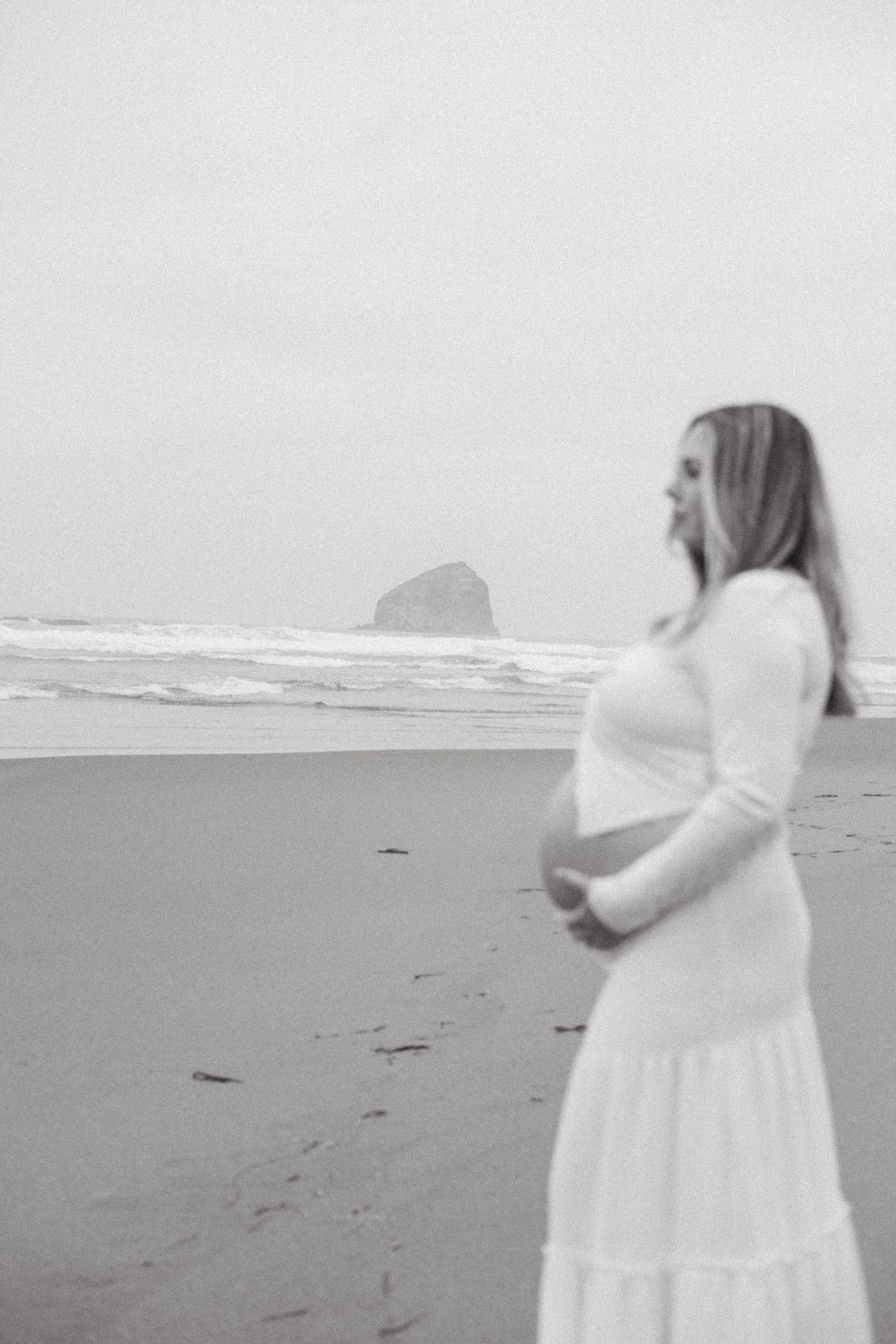 Foggy Pacific City maternity session in the PNW