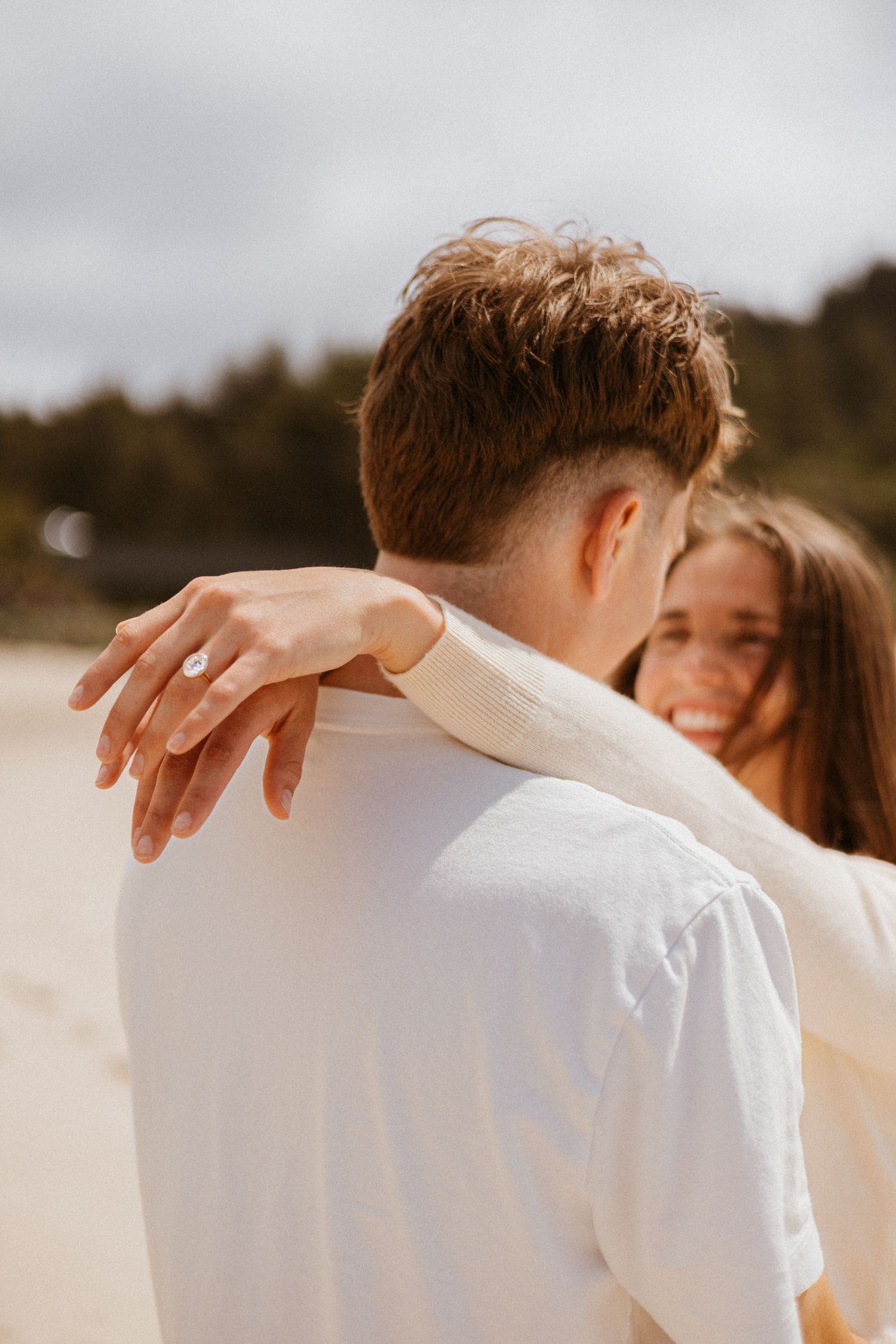 Portland to Oregon Coast engagement photos cinematic warm film preset