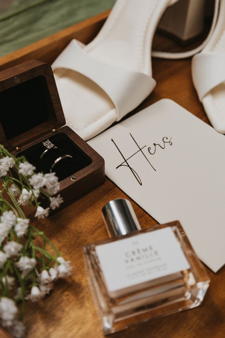 Detail flat lay wedding photo, on the Oregon Coast.