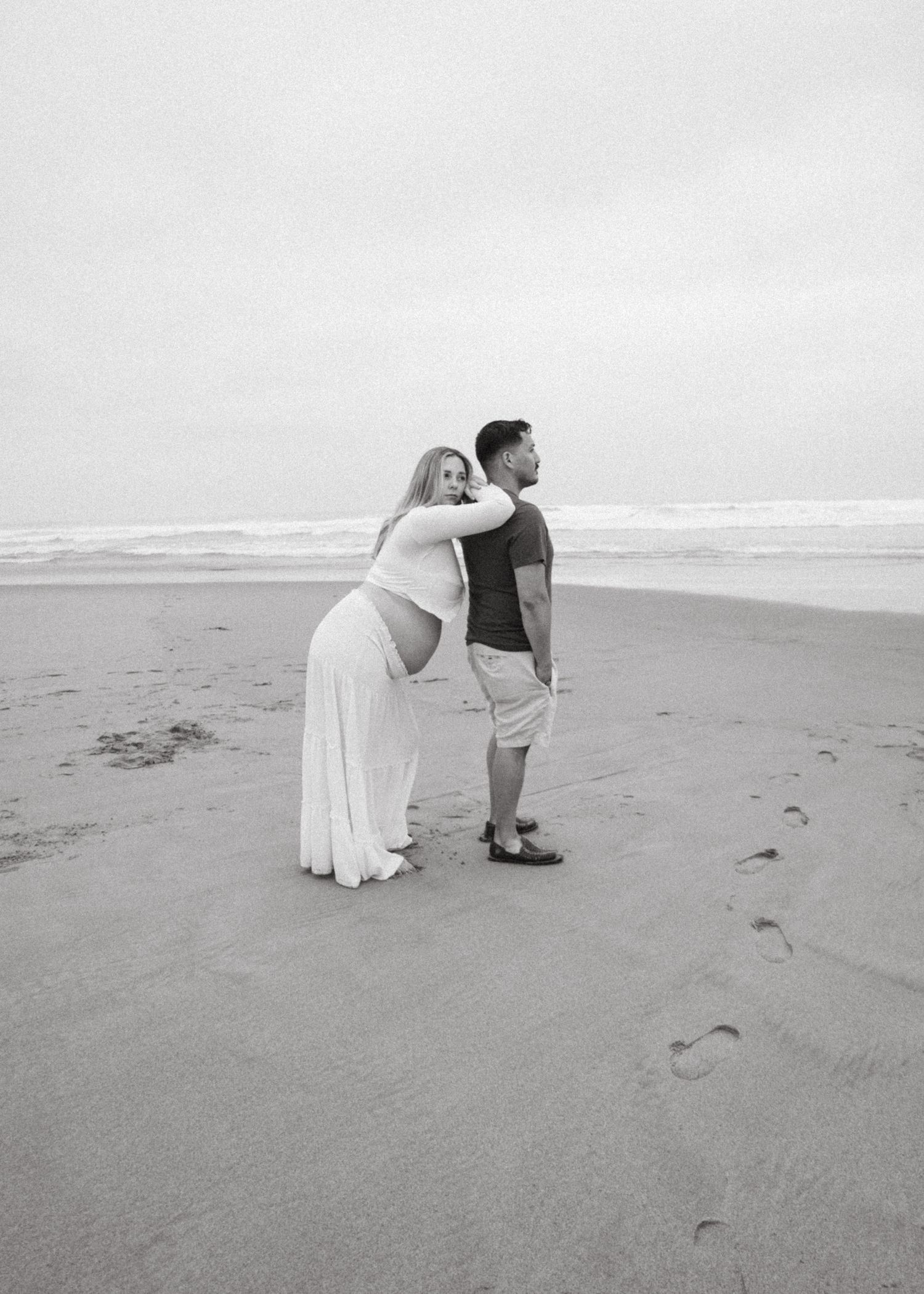Foggy Oregon Coast maternity session captured by Andi, Portland Wedding Photographer