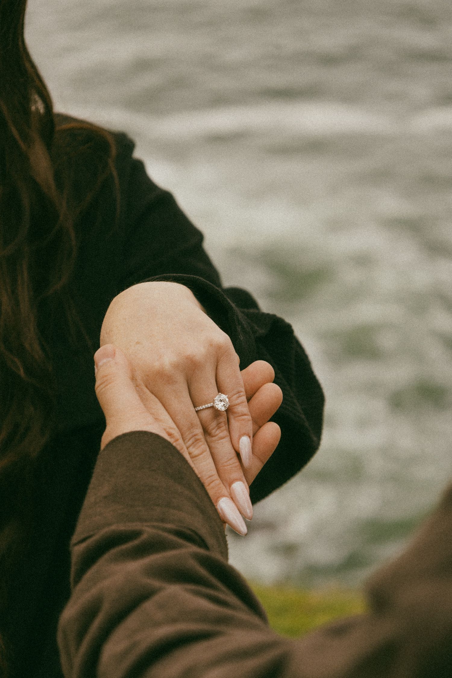 engagement ring detail shot Oregon couples photographer