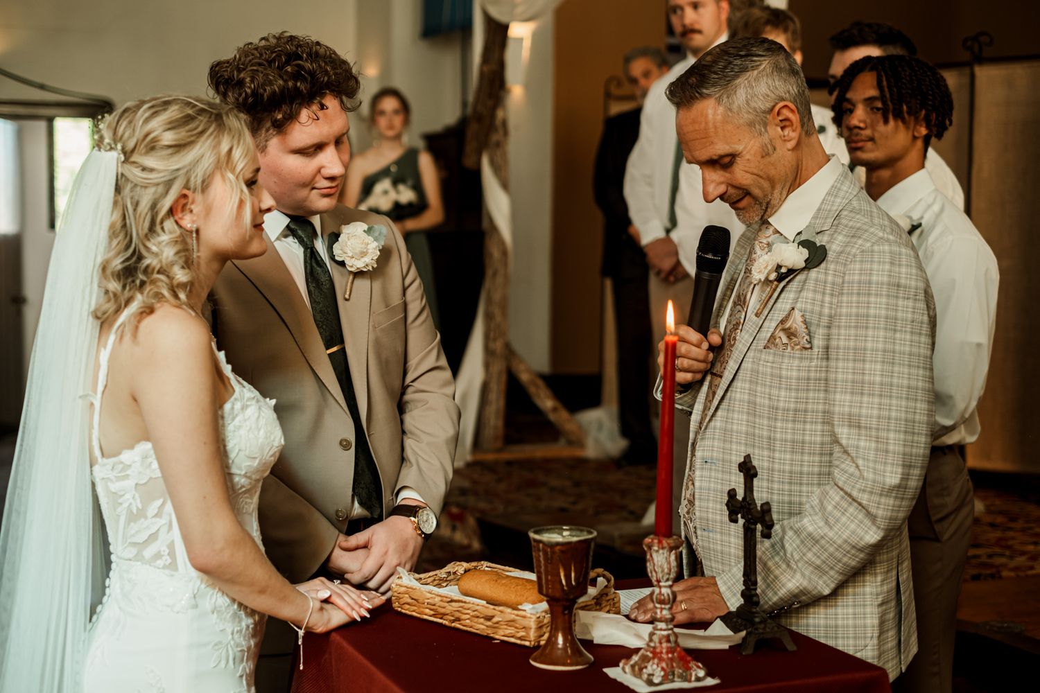 Wedding reception candid moments captured in indoor venue.