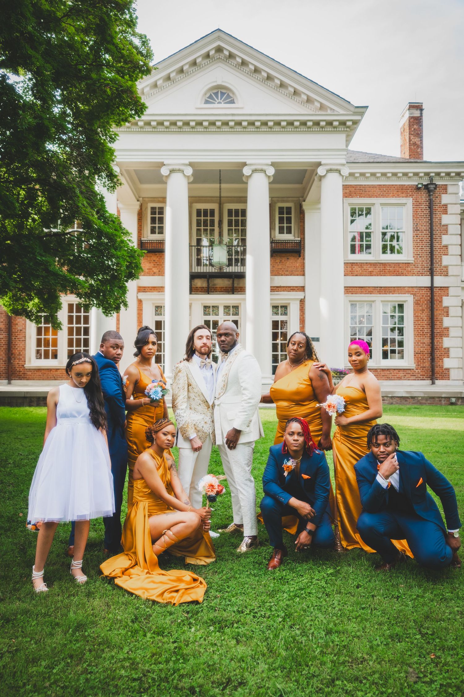 Colorful LGBTQ Wedding portrait at Mansion at Strathmore