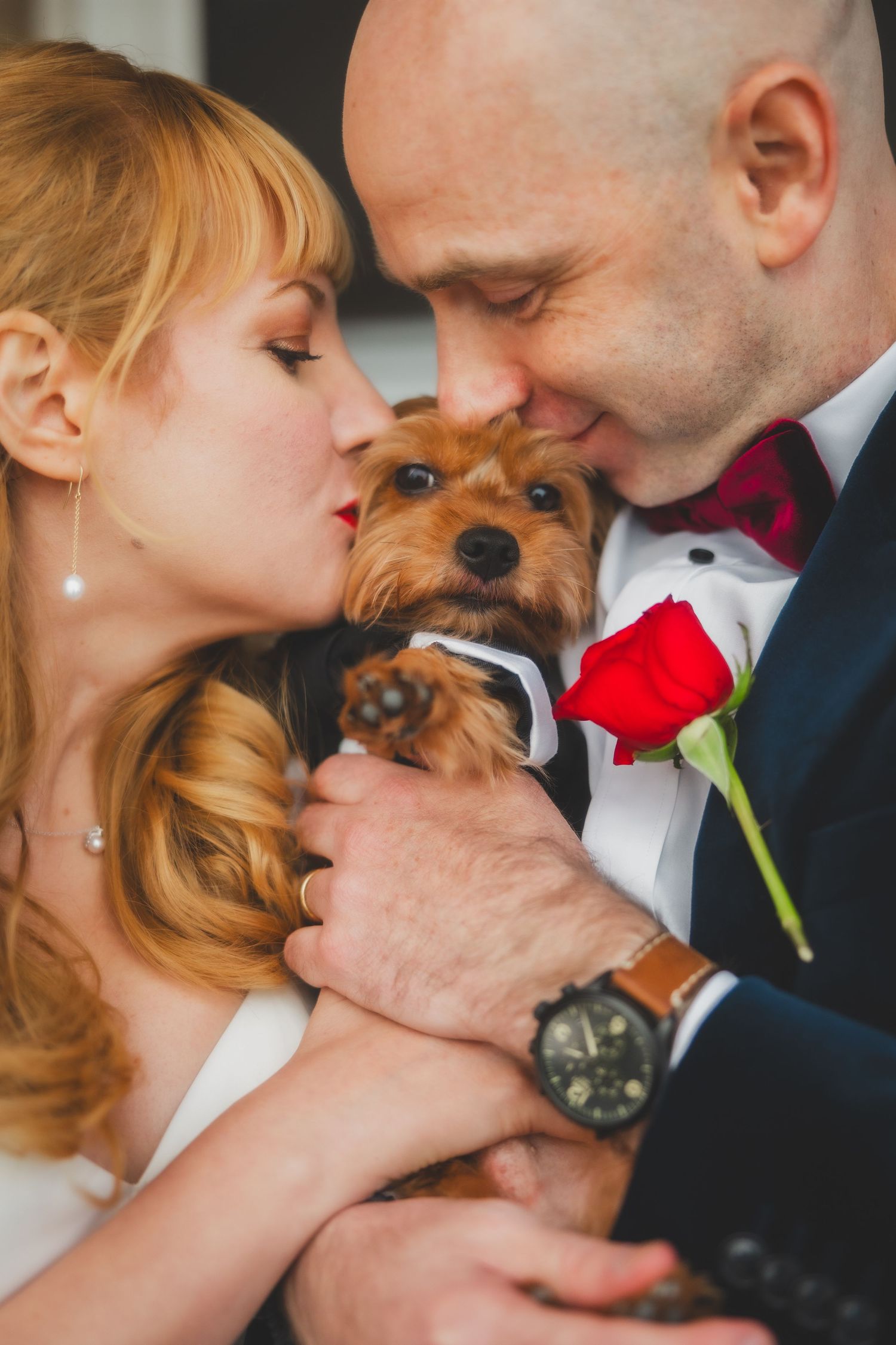 Elopement portrait with couple and dog - DC elopement photographer