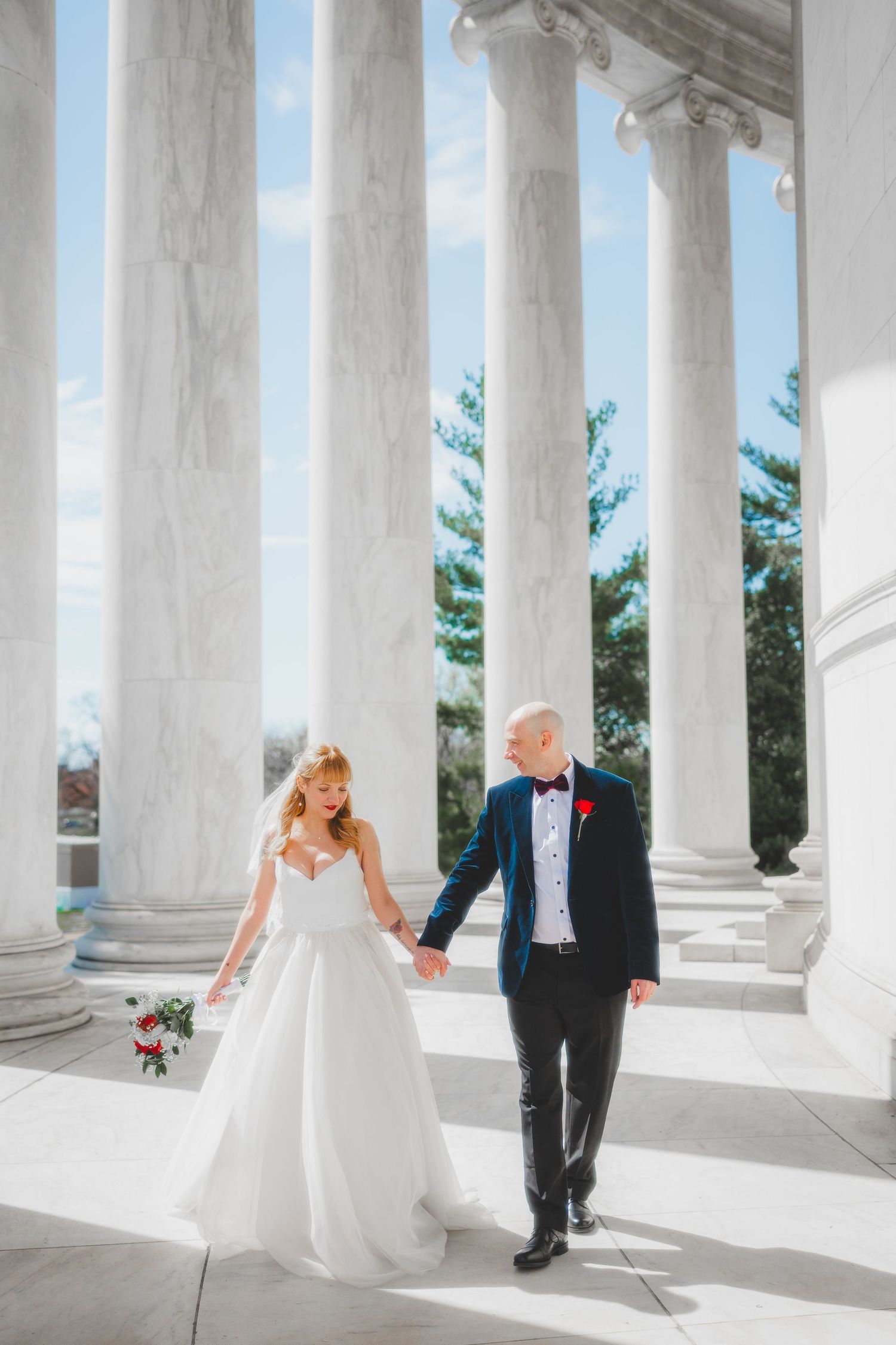 Classic DC wedding portrait at Jefferson Memorial - Washington DC Photographer