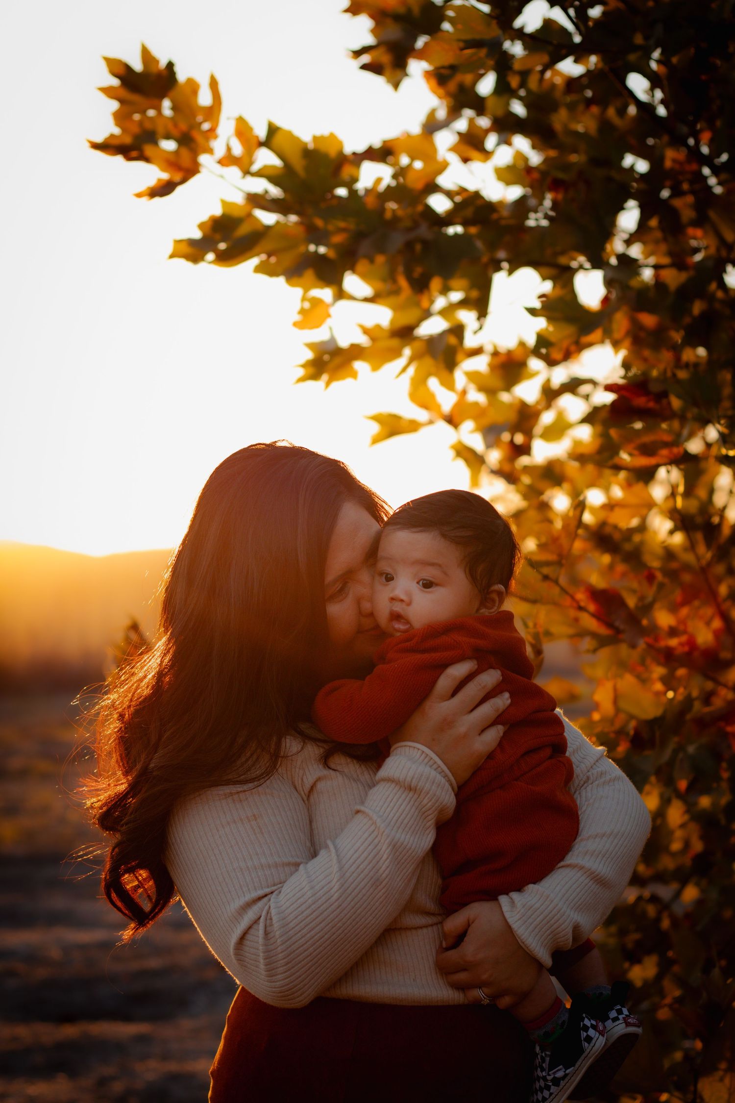mom and son golden hour