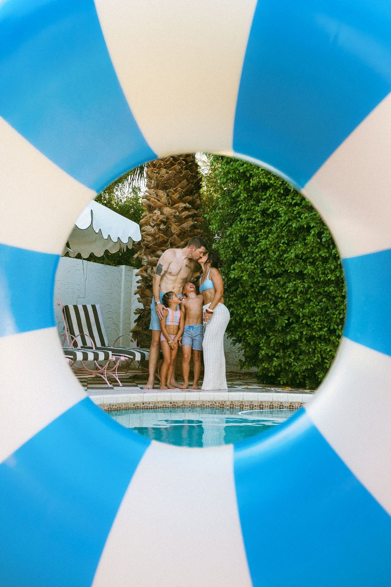 family at the pool