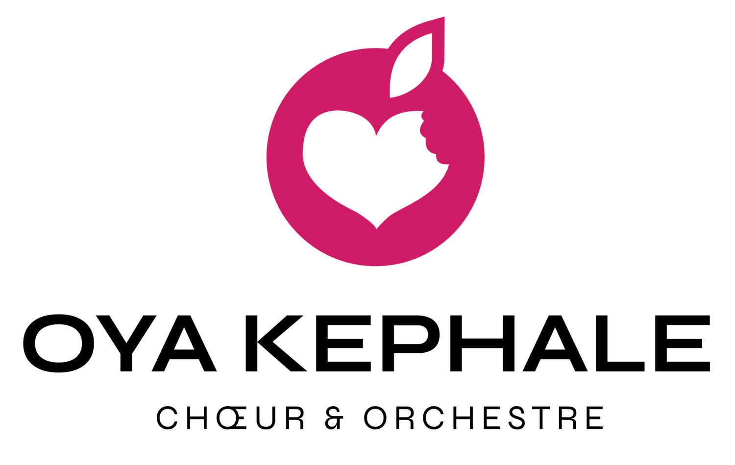 Modern pink circular logo design for choir and orchestra with musical elements.