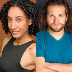 A series of headshots with curly hair and varying expressions against warm and blue backgrounds.