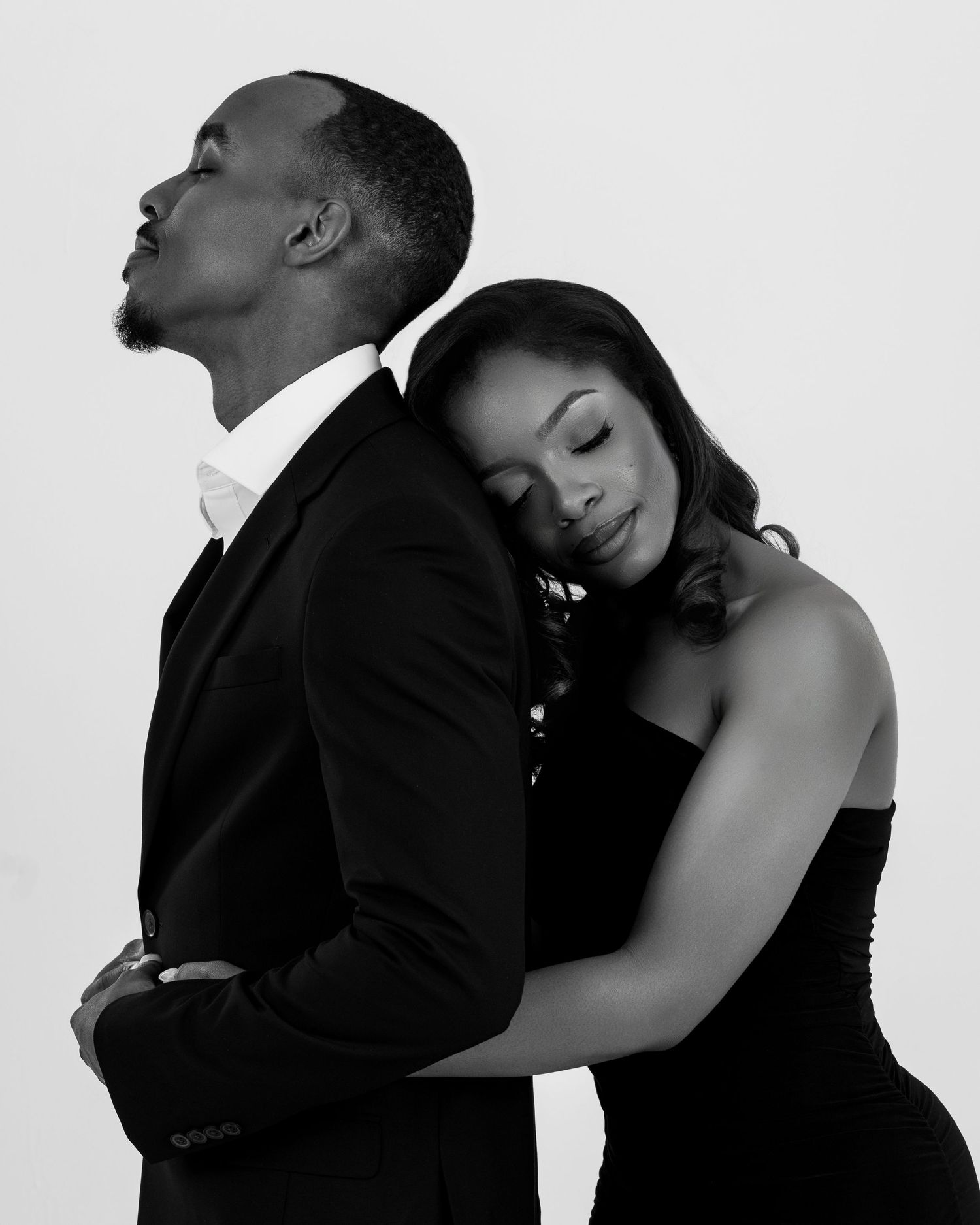 Atlanta studio engagement session for a couple in black and white – Holland House Studio