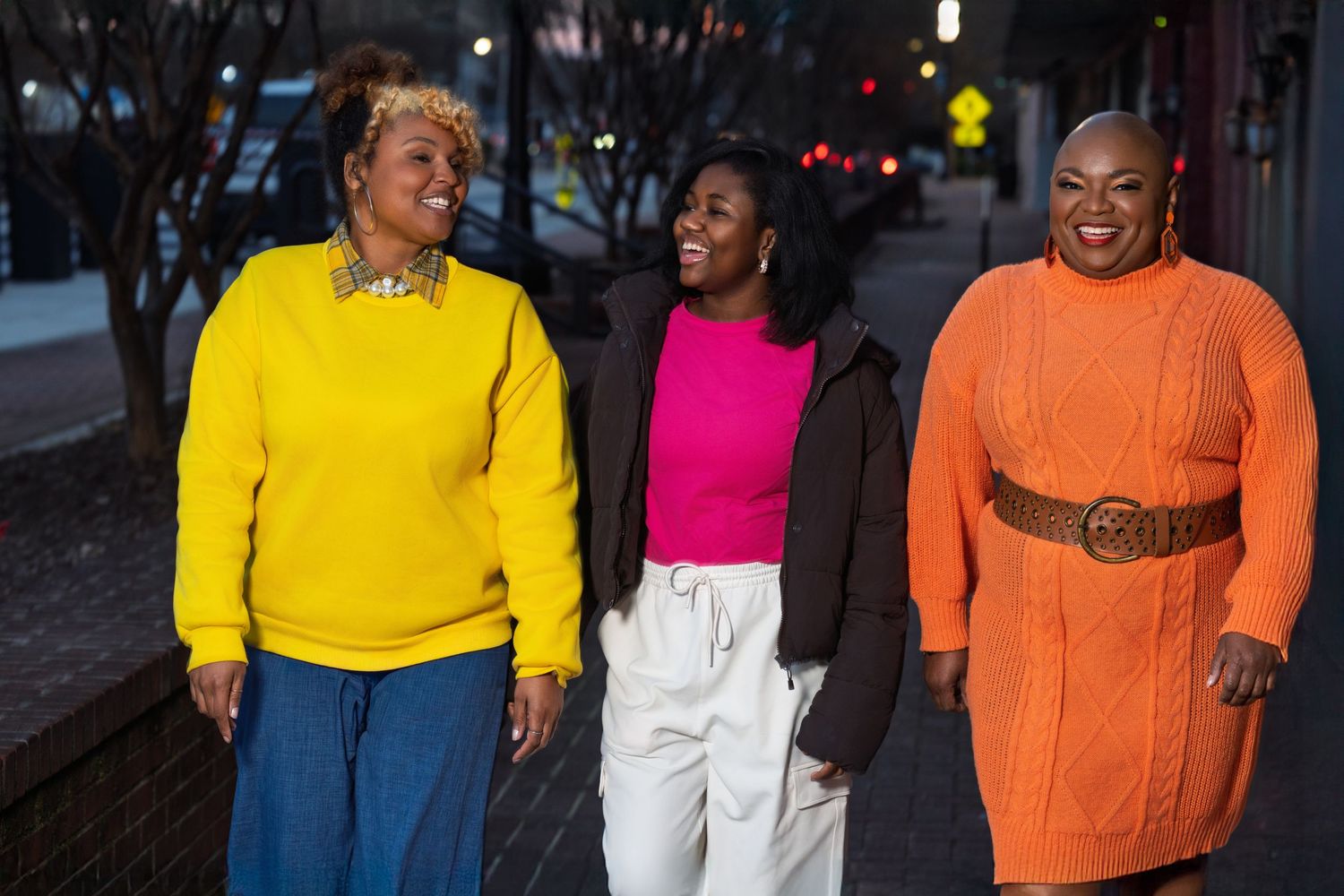 Atlanta birthday portrait session with three women outdoors at sunset in downtown Jonesboro – Holland House Studio