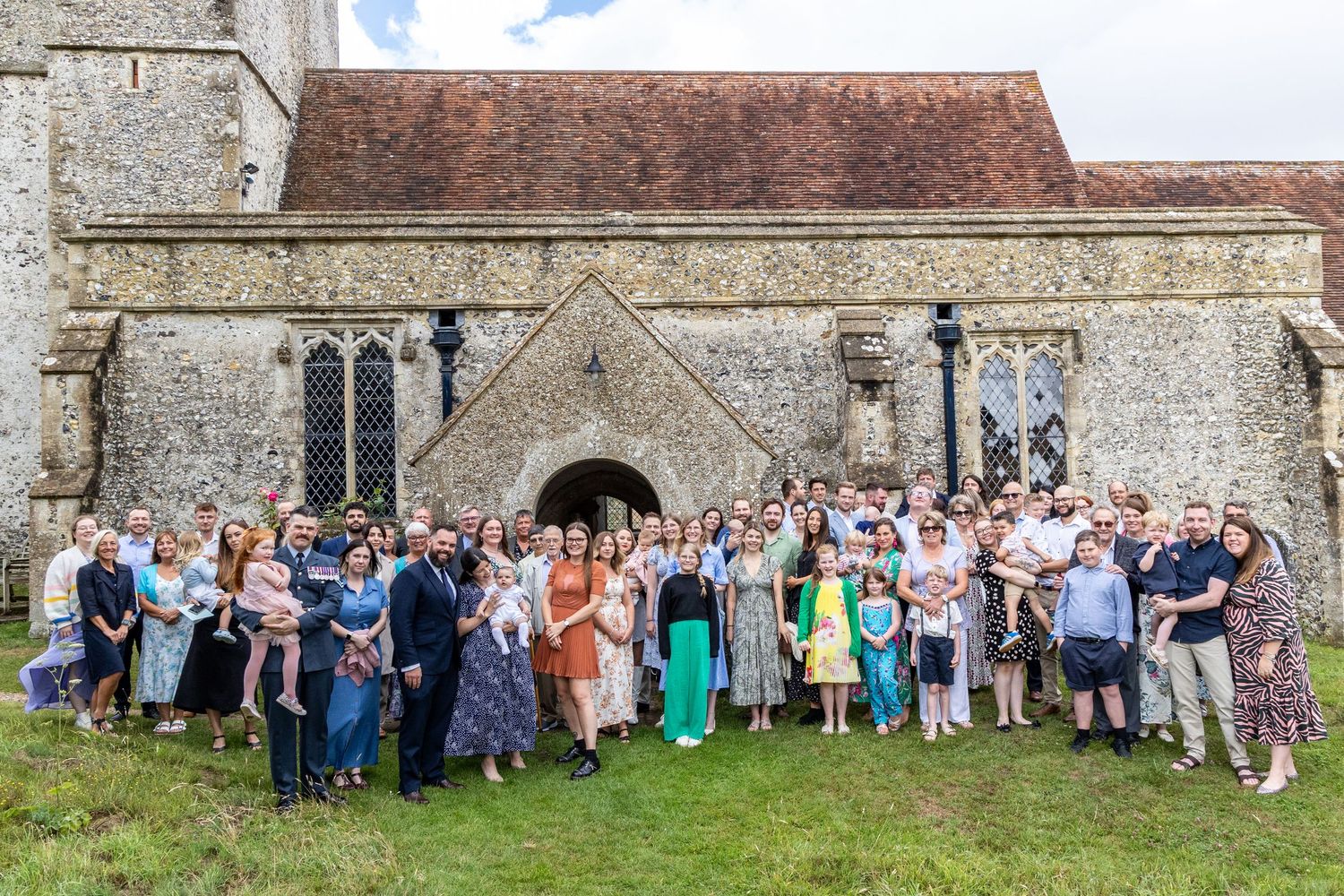 Group photo outside church for Christening