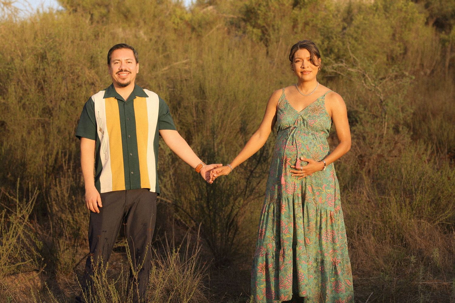 Couple laughing during sunset session in Temecula