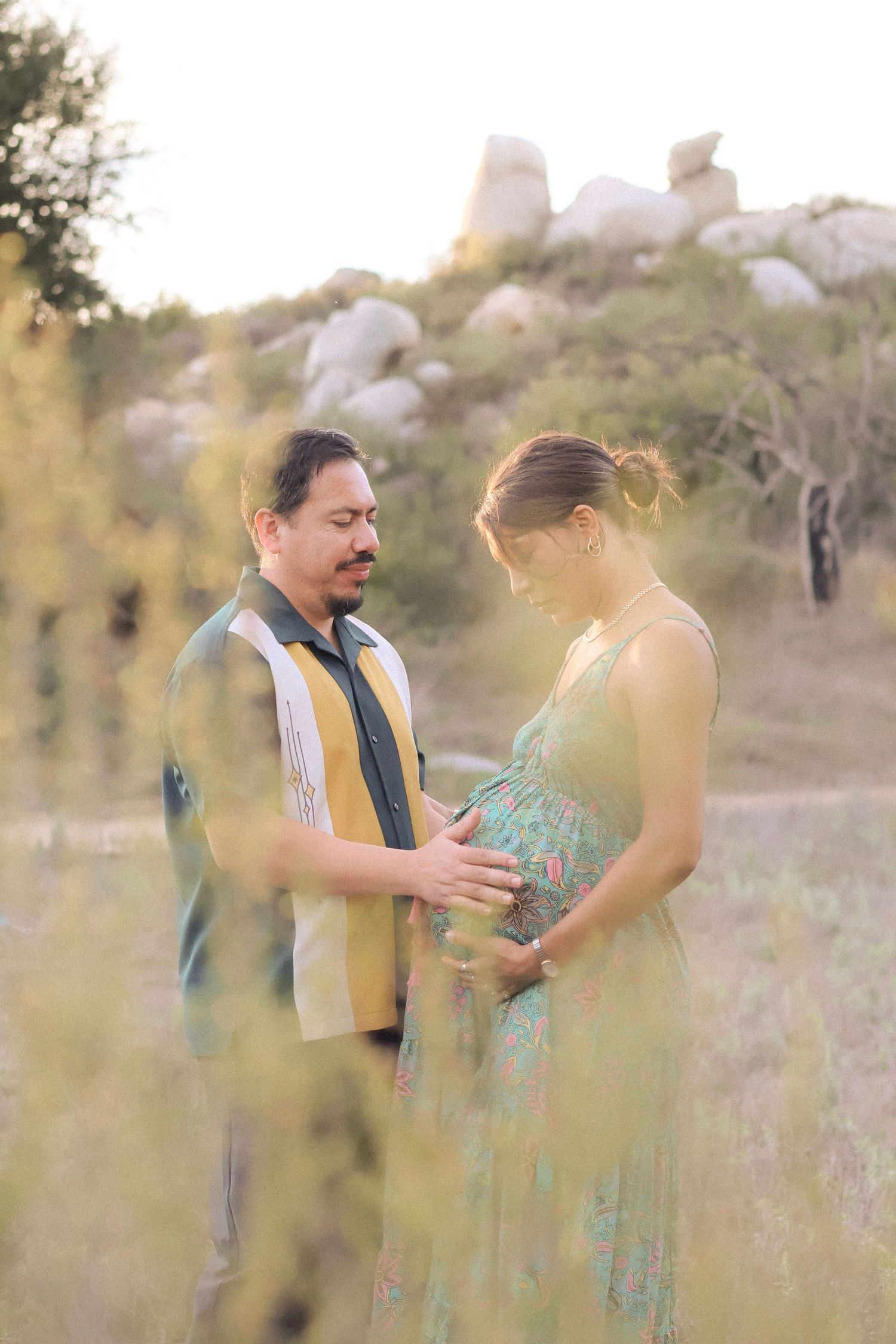 Natural couples portrait in Menifee during golden hour.