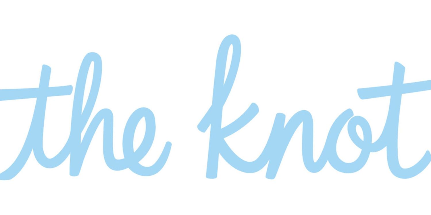 The Knot logo displayed in light blue cursive script on a white background.