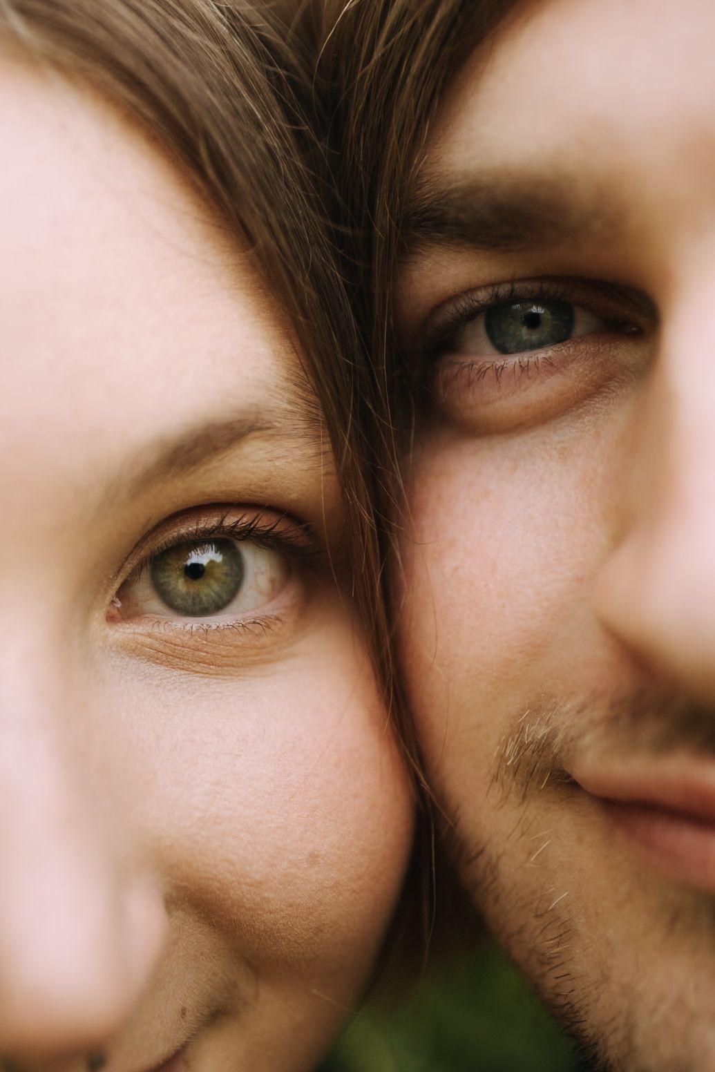 Extreme close-up of eyes with soft natural lighting.