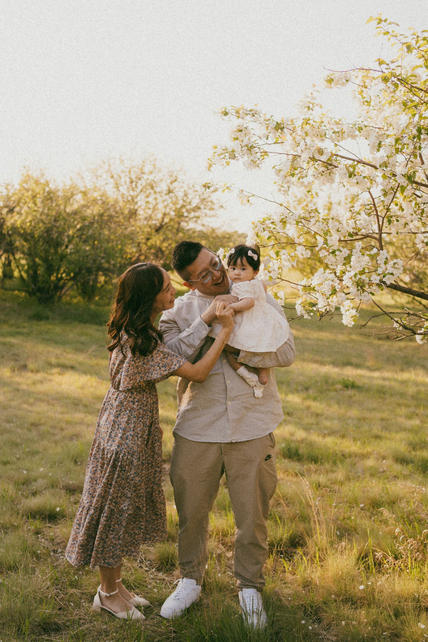 a family in the blossoms