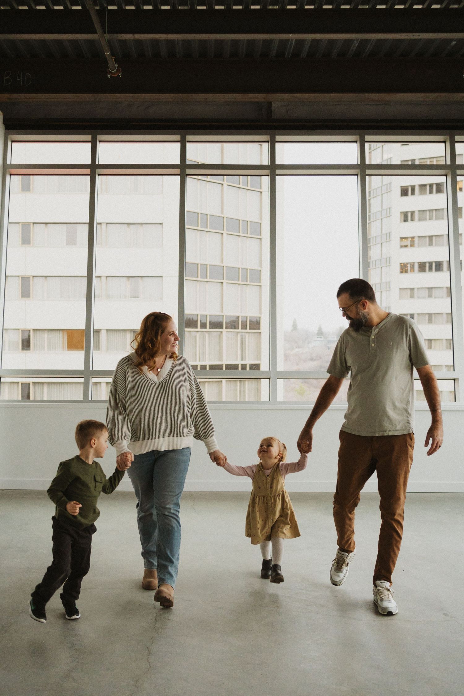 a family at a photo studio