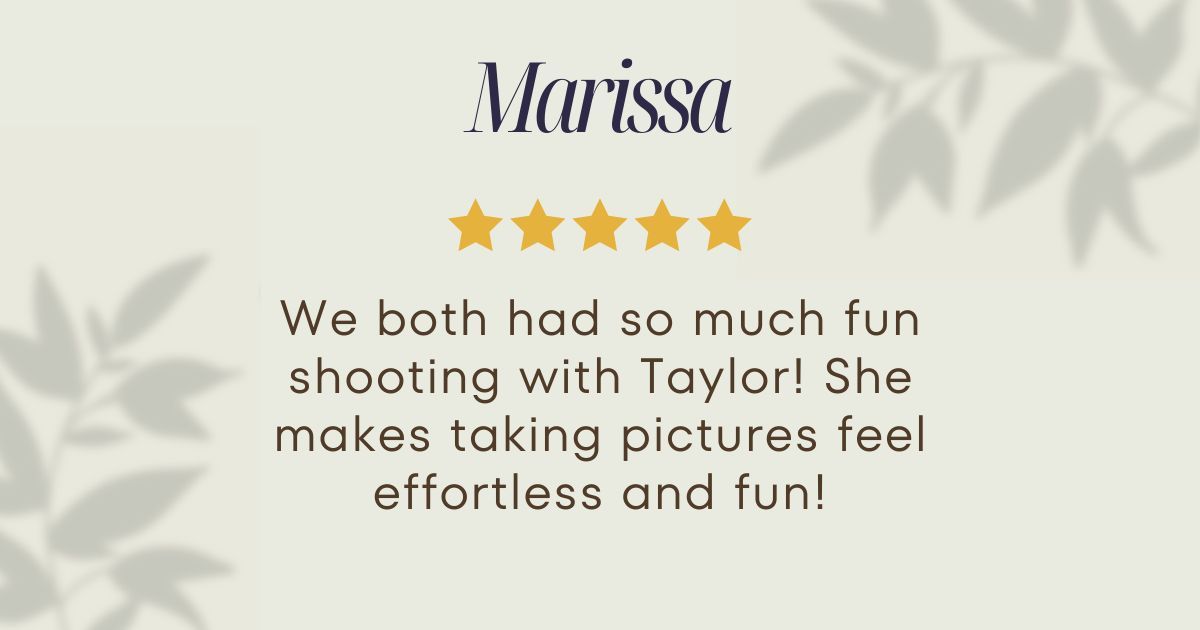 A glowing 5-star customer review testimonial displayed on a light gray background with heart patterns.