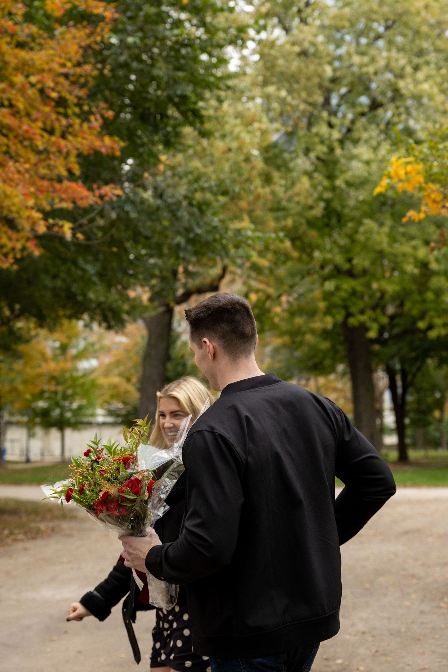 After Sean proposed to Sydney at Milton Lee Olive Park near Navy Pier in Chicago!
