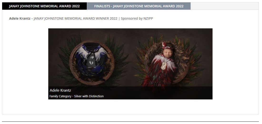 NZIPP Janay Johnstone Award for best newborn portrait 2022