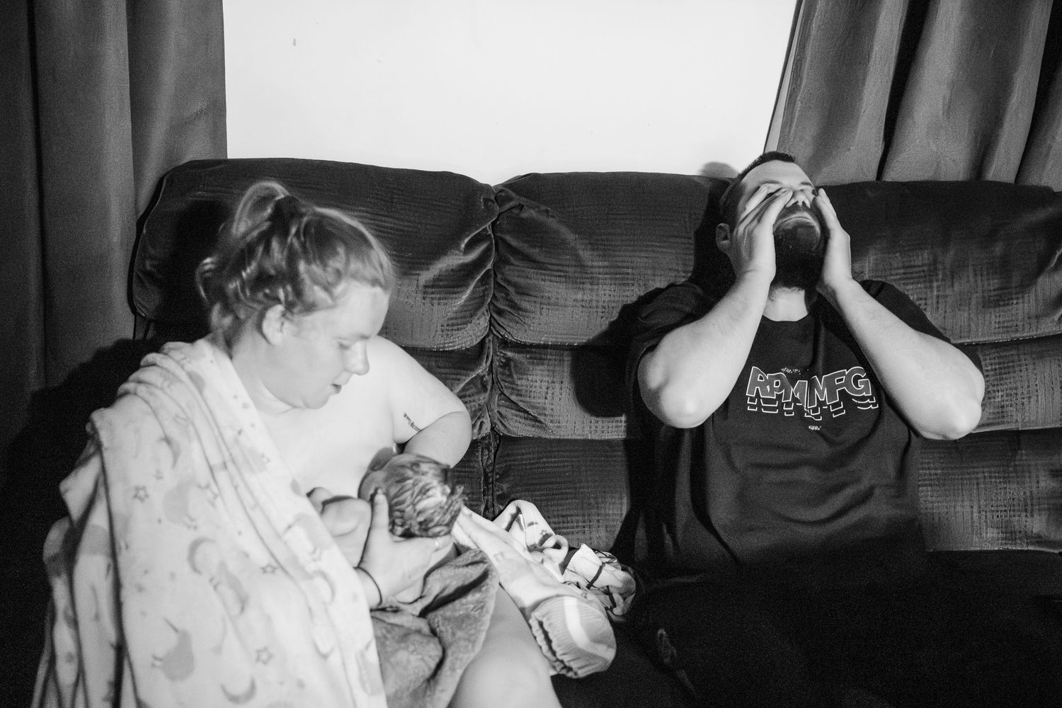 A black and white photo montage showing someone playing video games in different emotional states.